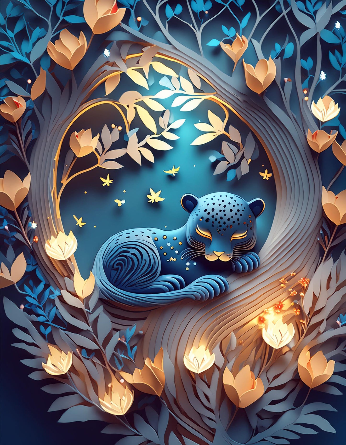 3D Little Felines Sleeping Inside A Wall Mural | Home & Office Decor Wallpaper - Dhalfashionistt