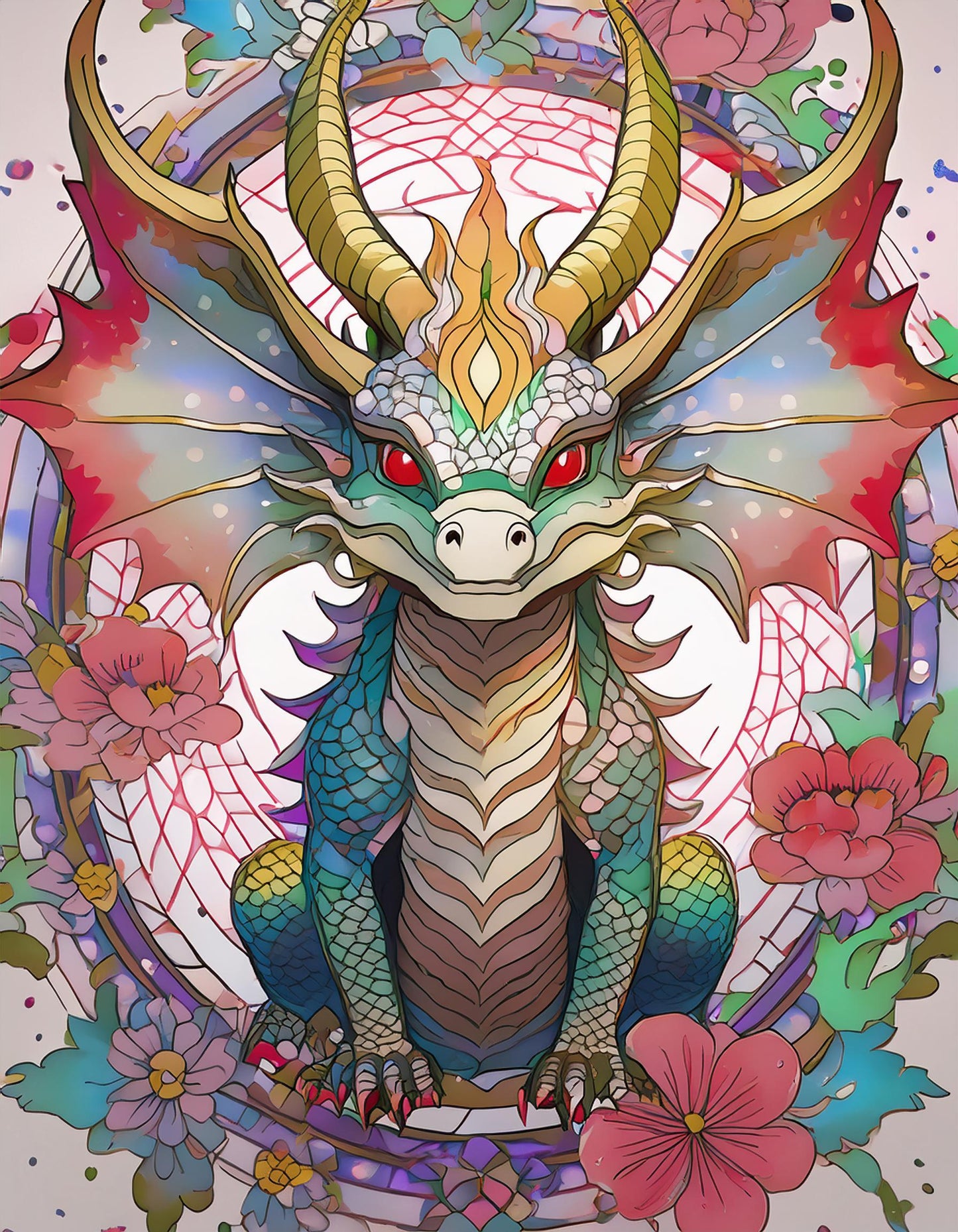 3D Magical Dragoon Colorful Wall Mural | Home & Office Decor Wallpaper - Dhalfashionistt