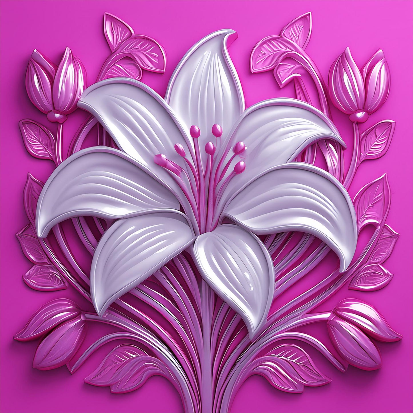 Amazing White Lily Flower Details Wall Mural | Artistic Decor Wallpaper - Dhalfashionistt