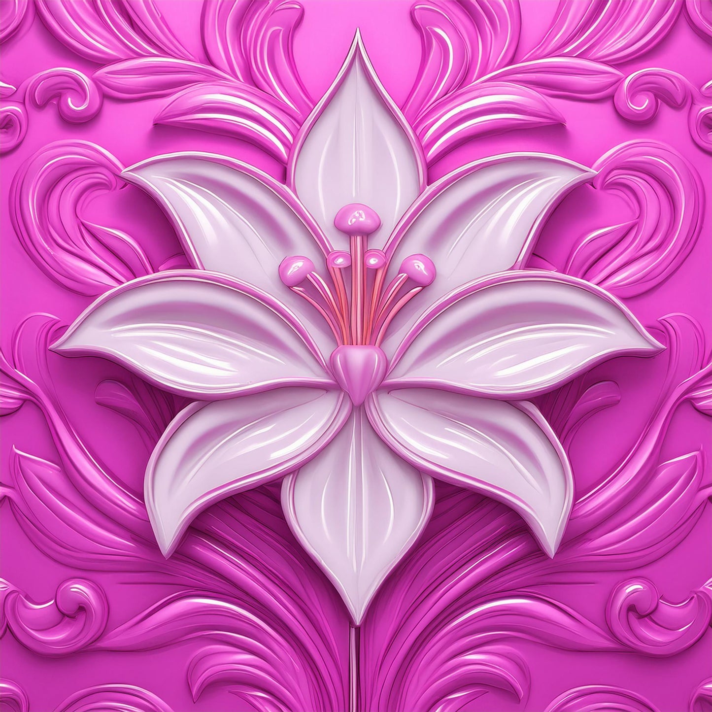 Amazing White Lily Flower Details Wall Mural | Artistic Decor Wallpaper - Dhalfashionistt