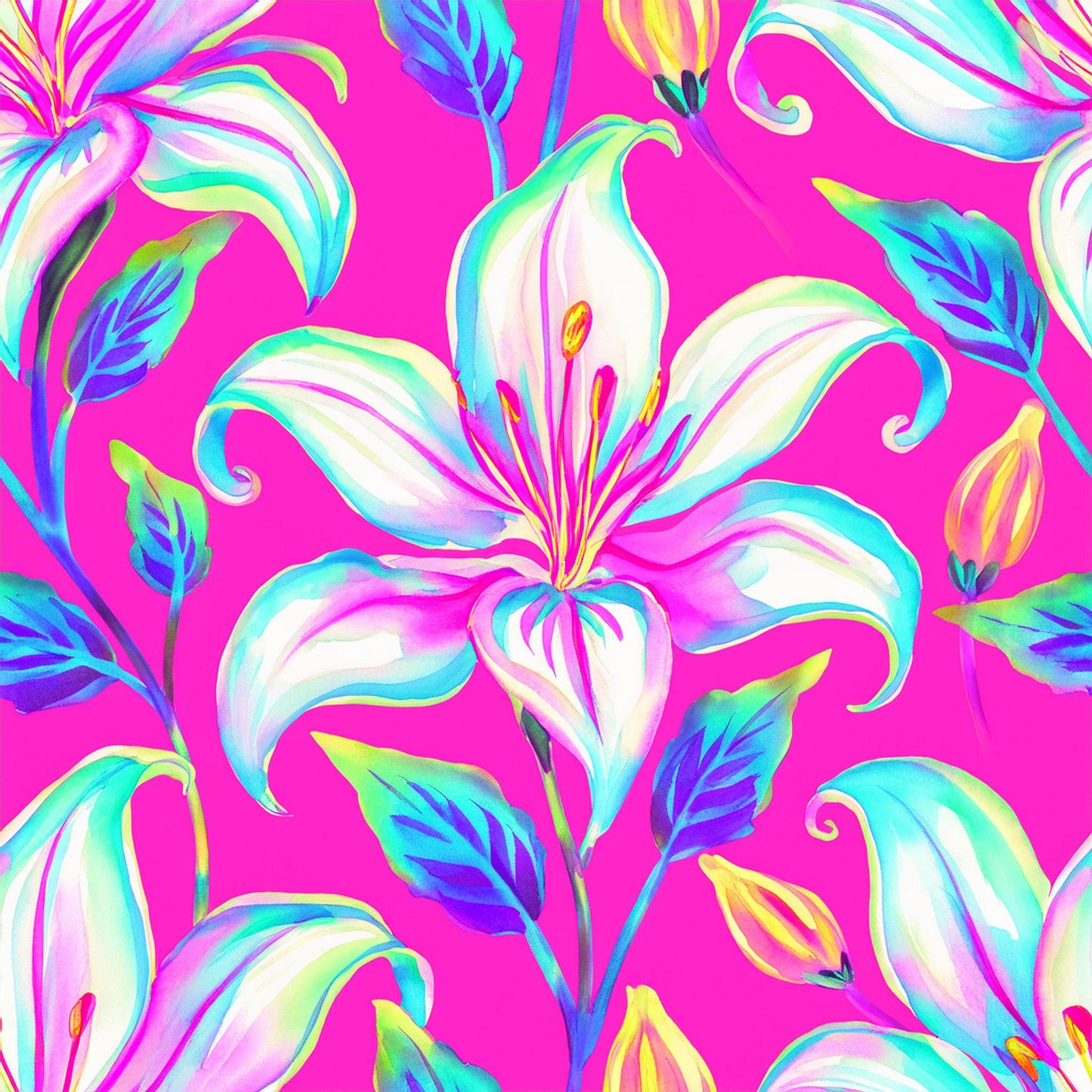 Amazing White Lily Flower Details Wall Mural | Artistic Decor Wallpaper - Dhalfashionistt