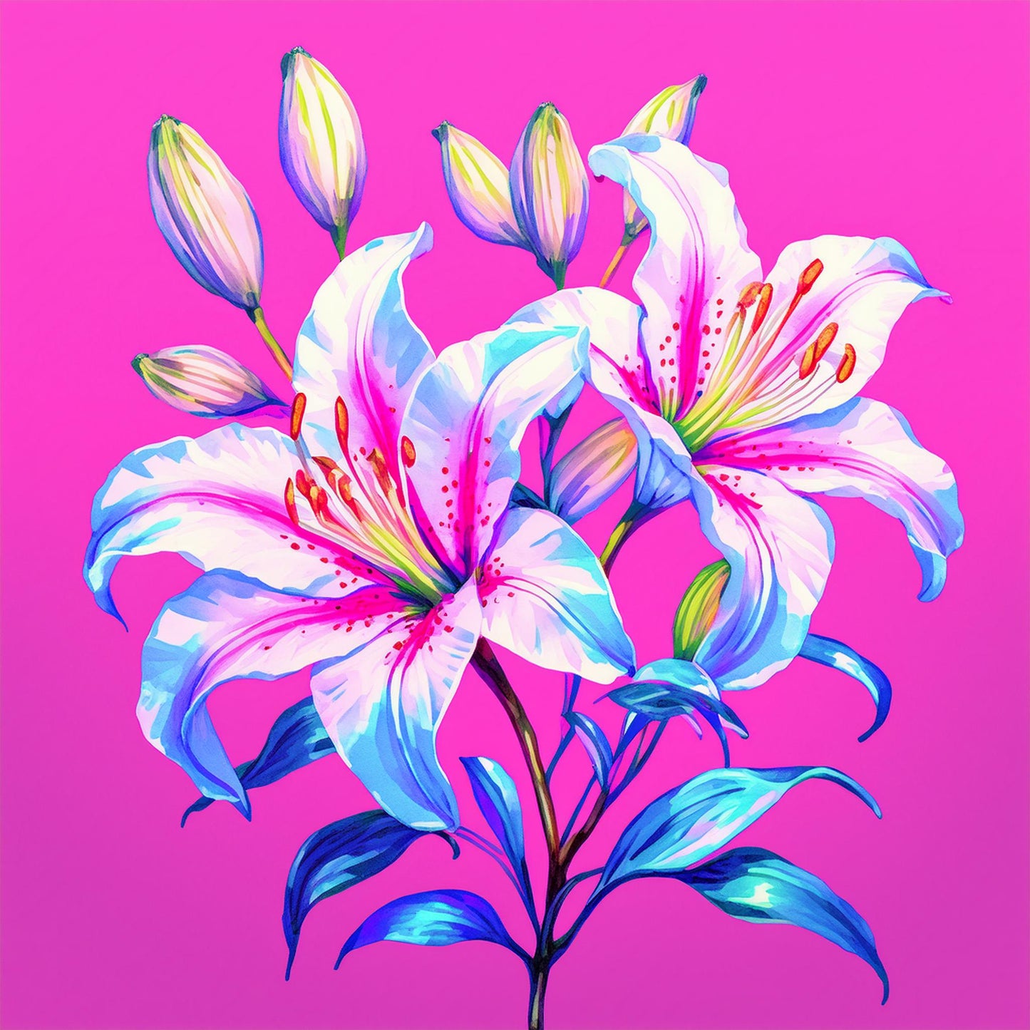 Amazing White Lily Flower Details Wall Mural | Artistic Decor Wallpaper - Dhalfashionistt