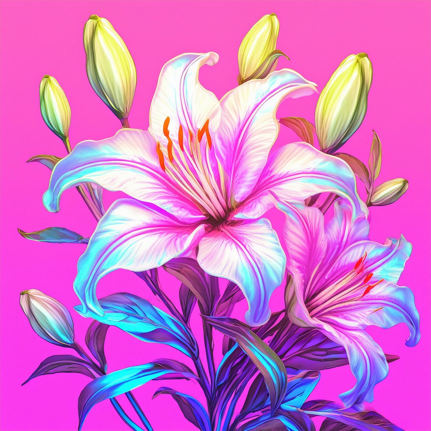 Amazing White Lily Flower Details Wall Mural | Artistic Decor Wallpaper - Dhalfashionistt