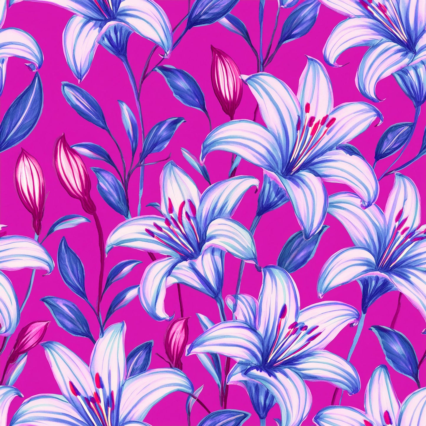 Amazing White Lily Flower Details Wall Mural | Artistic Decor Wallpaper - Dhalfashionistt