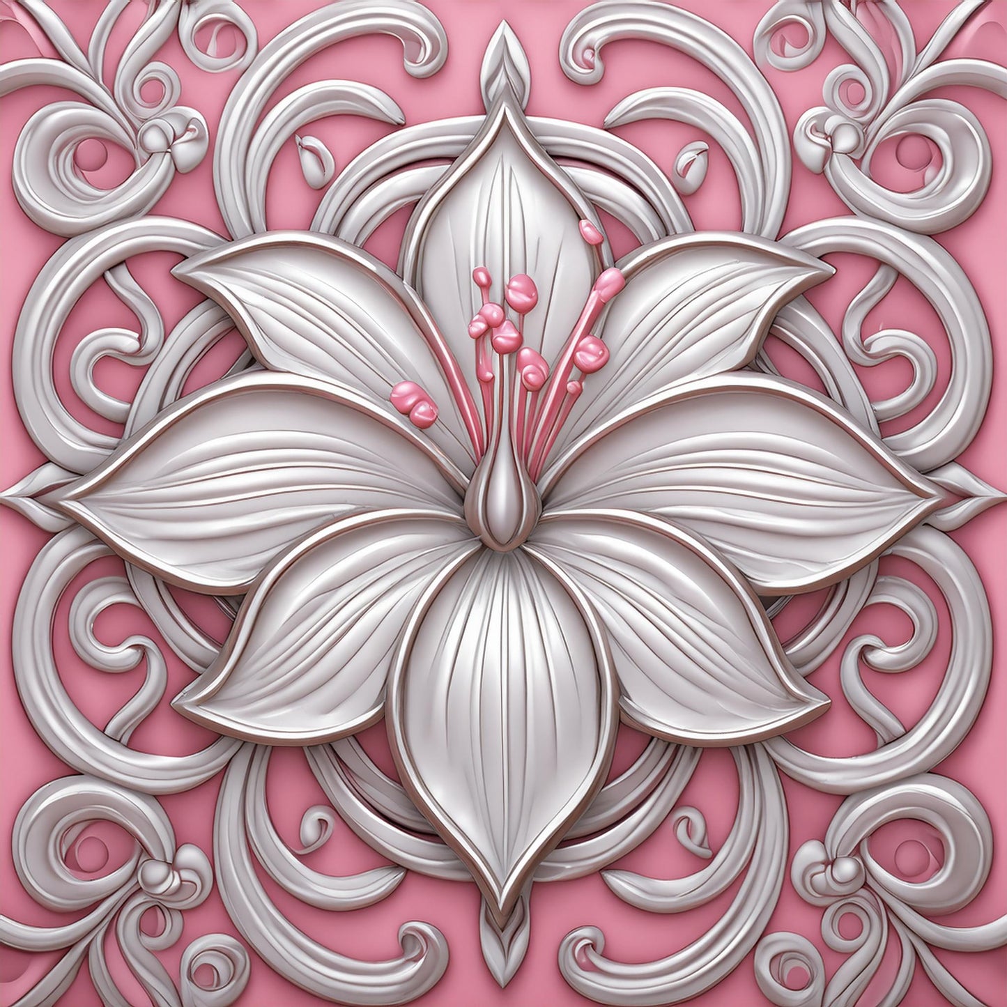 Amazing White Lily Flower Details Wall Mural | Artistic Decor Wallpaper - Dhalfashionistt