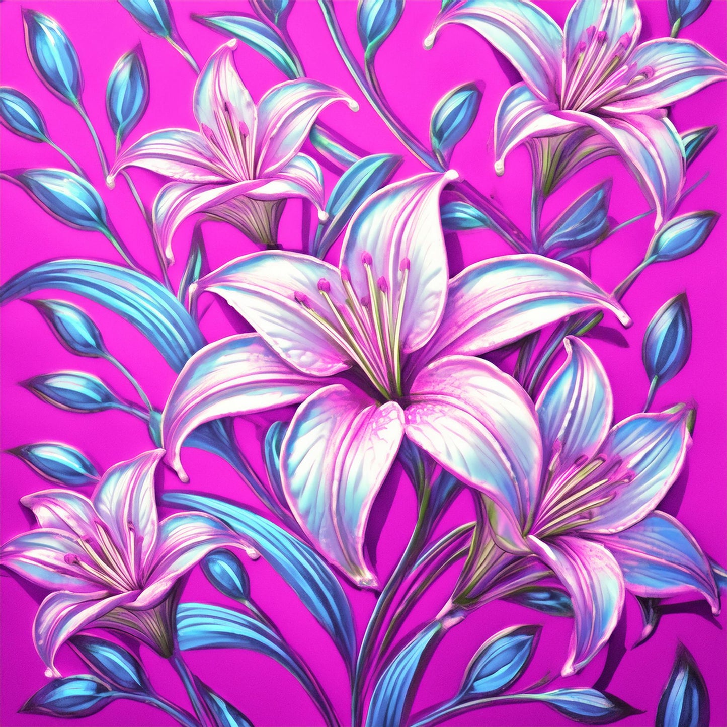 Amazing White Lily Flower Details Wall Mural | Artistic Decor Wallpaper - Dhalfashionistt