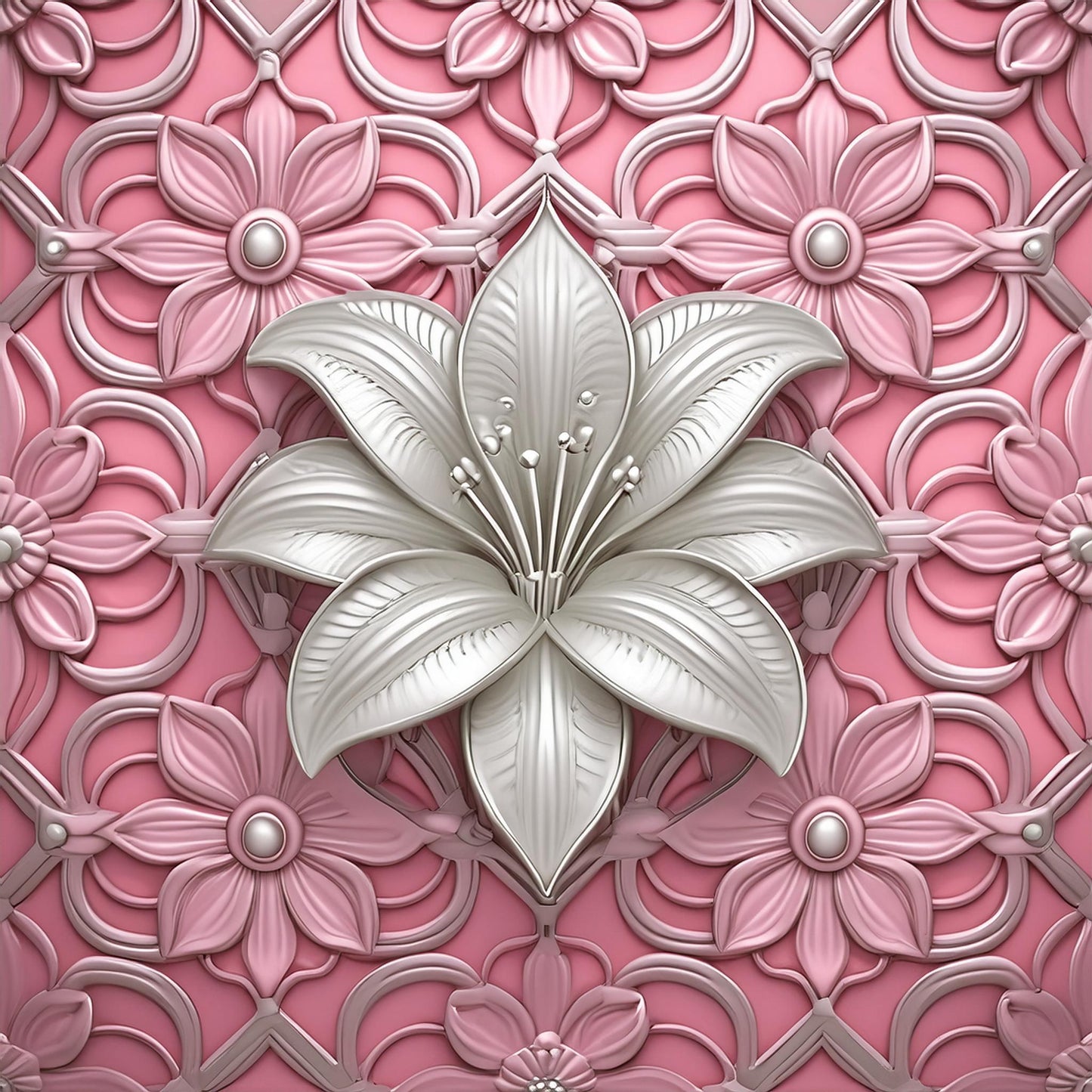 Amazing White Lily Flower Details Wall Mural | Artistic Decor Wallpaper - Dhalfashionistt