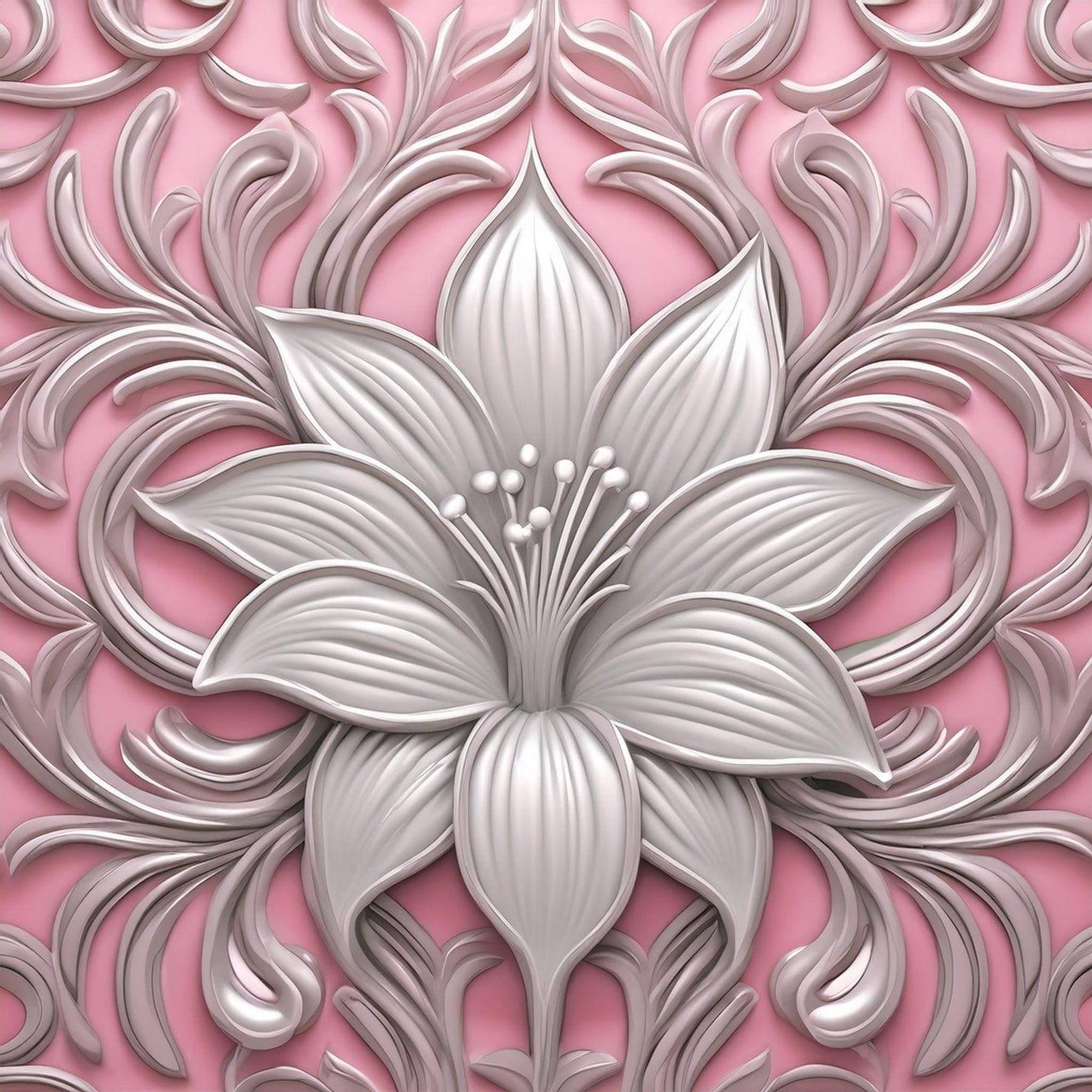 Amazing White Lily Flower Details Wall Mural | Artistic Decor Wallpaper - Dhalfashionistt