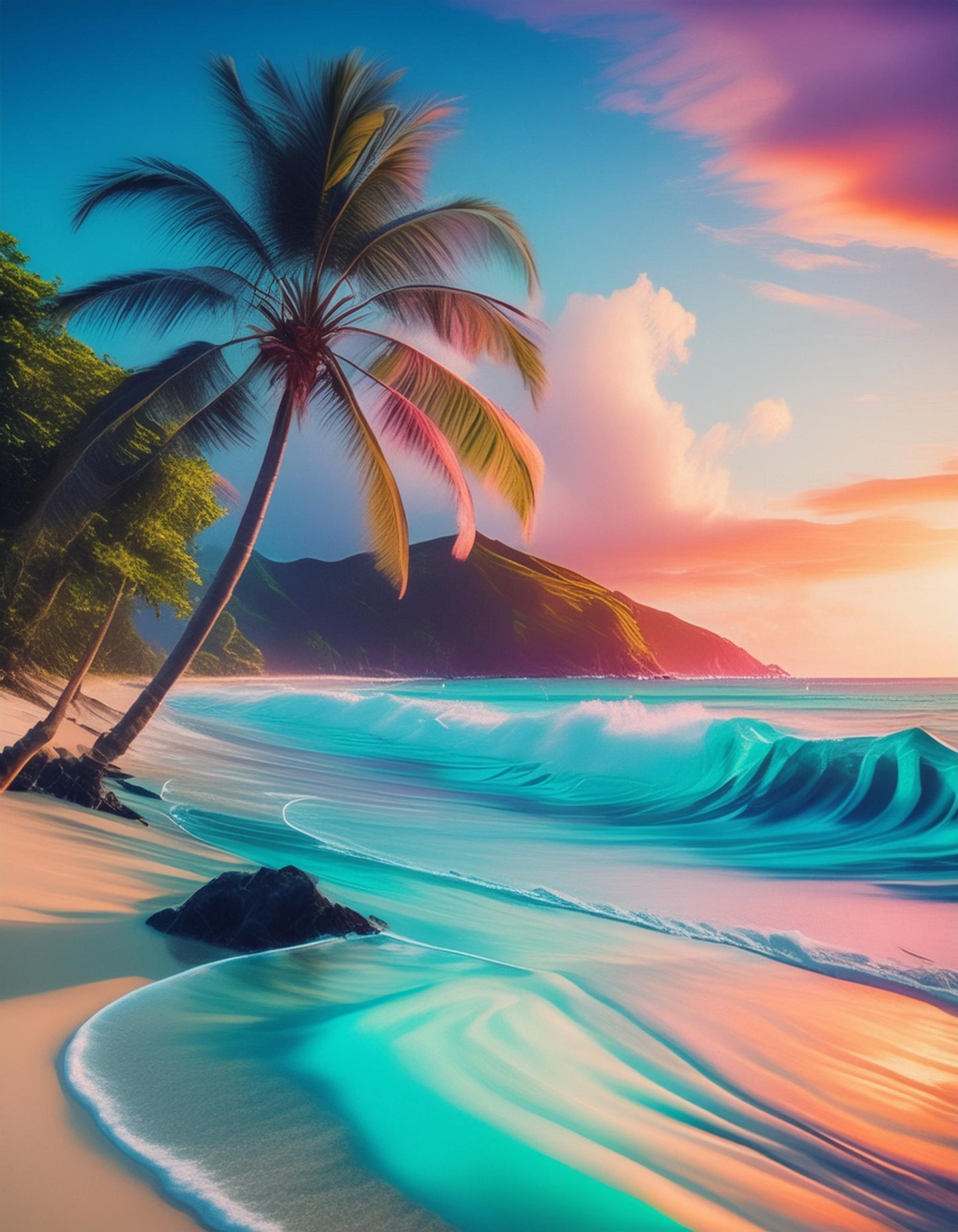 Artistic Beach Mural Wall Mural | Futuristic Realistic Wallpaper - Dhalfashionistt