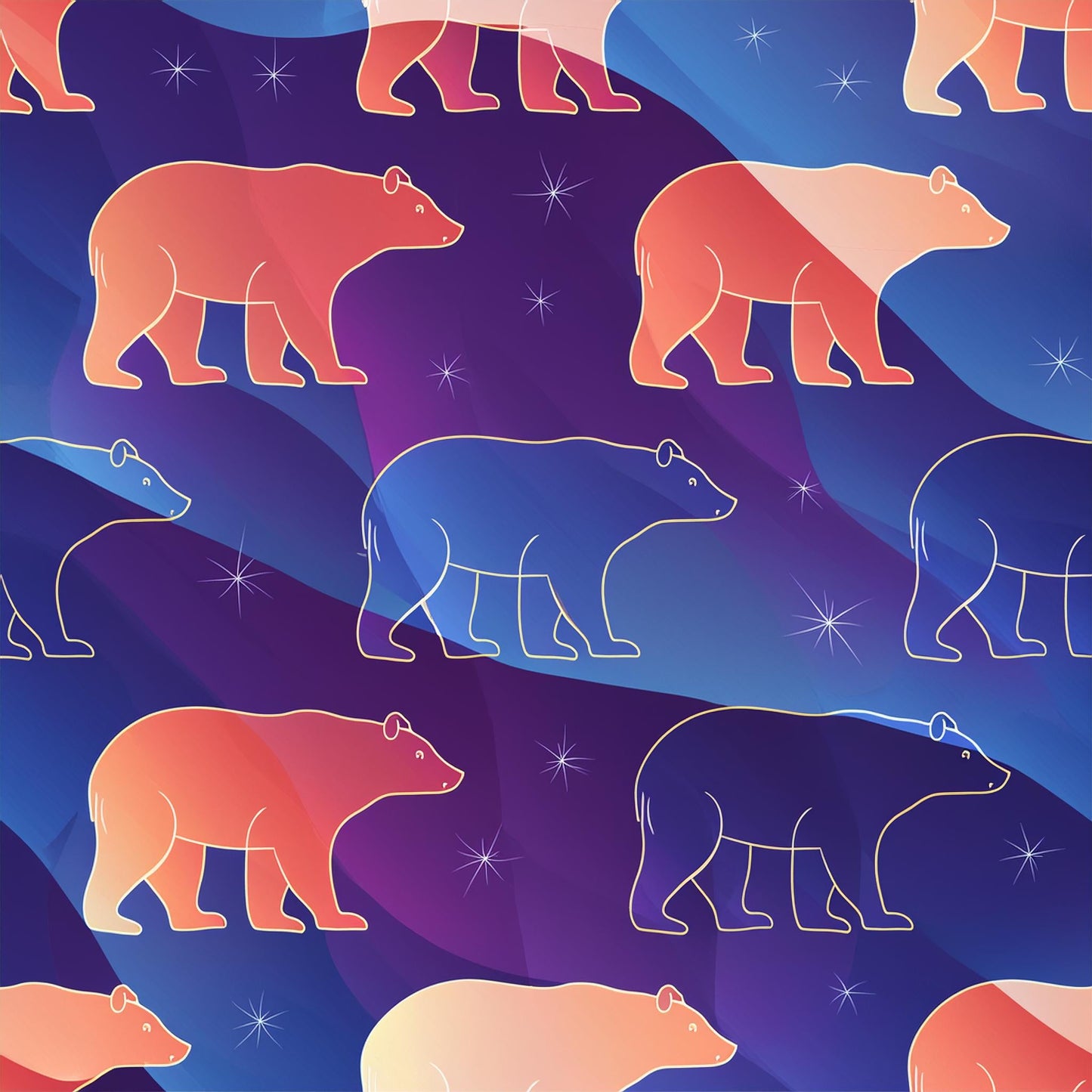 Artistic Bear Waves & Pattern Wall Mural| Home & Office Decor Wall paper - Dhalfashionistt
