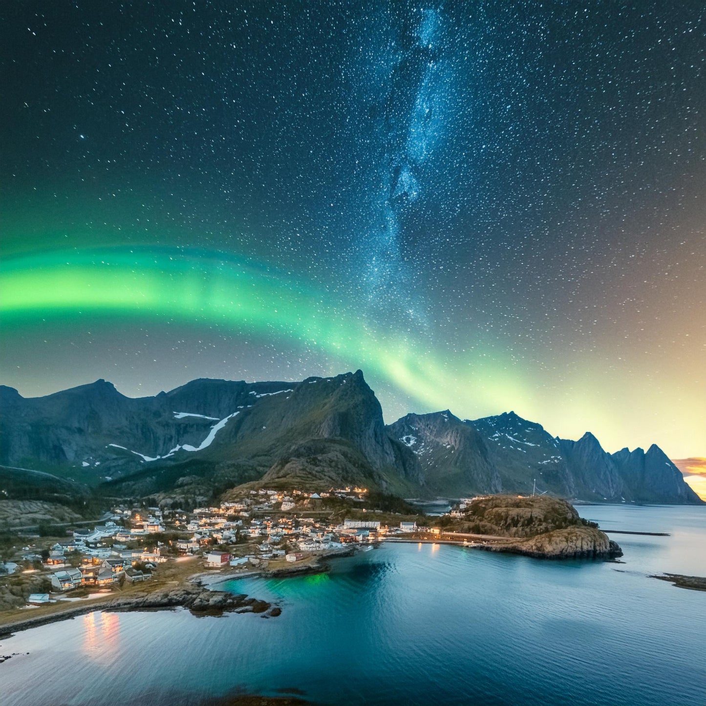 Beautiful Beach Mural Aurora Borealis Colors Wall Mural | Nature-Inspired Wallpaper - Dhalfashionistt
