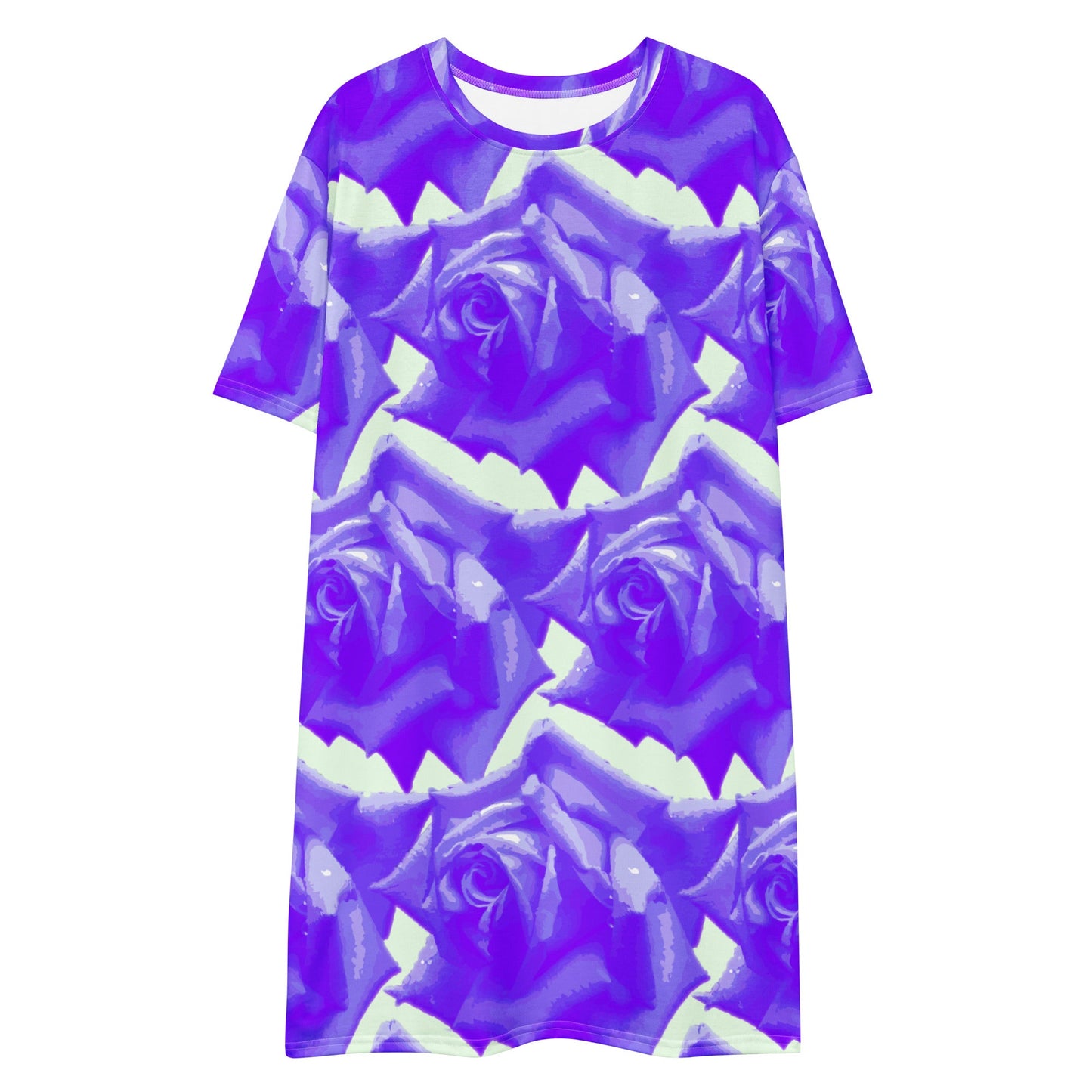Blooming Beauty Roses T-shirt Dress | Effortlessly Sophisticated Style | Botanical Flower - Dhalfashionistt