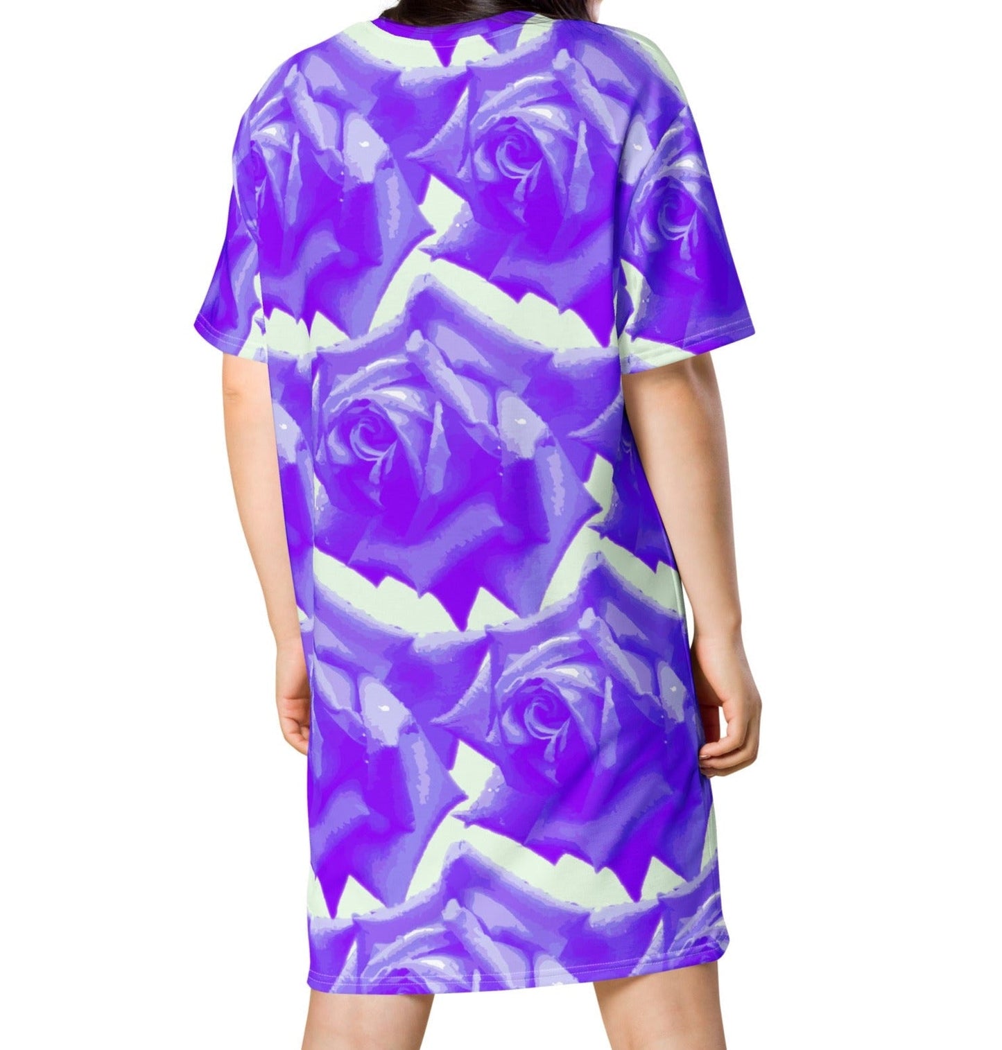 Blooming Beauty Roses T-shirt Dress | Effortlessly Sophisticated Style | Botanical Flower - Dhalfashionistt