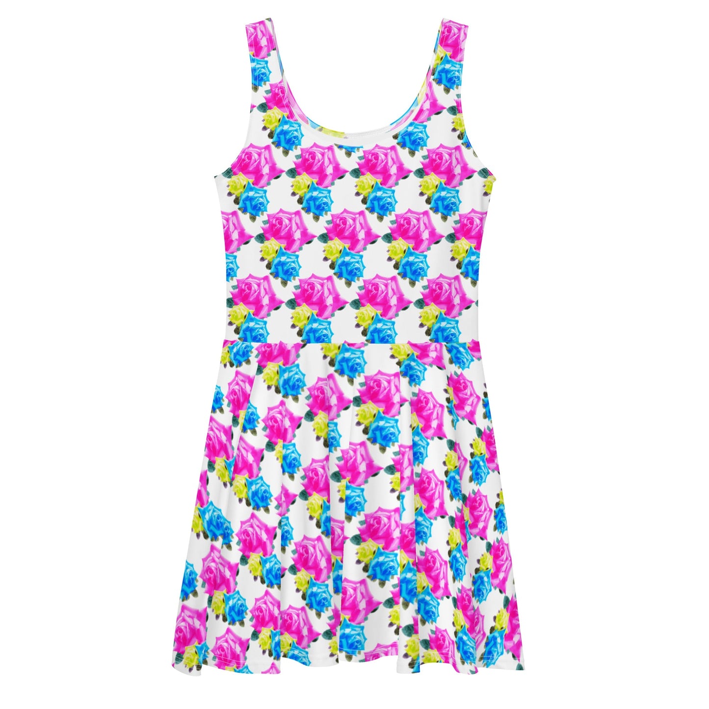 Chic & Trendy Roses Print Skater Dress | Feminine Fashion Forward | Roses Lover's - Dhalfashionistt