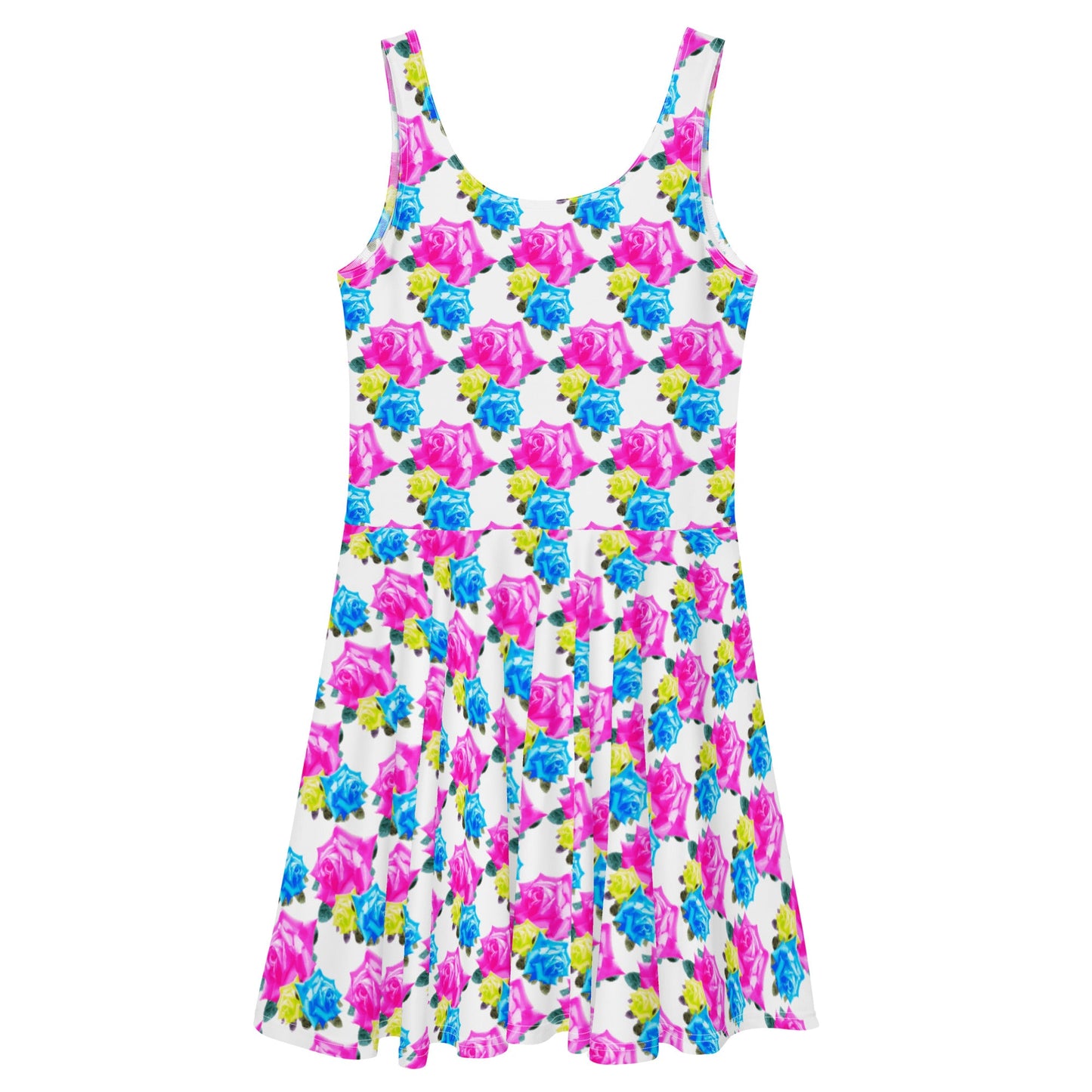 Chic & Trendy Roses Print Skater Dress | Feminine Fashion Forward | Roses Lover's - Dhalfashionistt