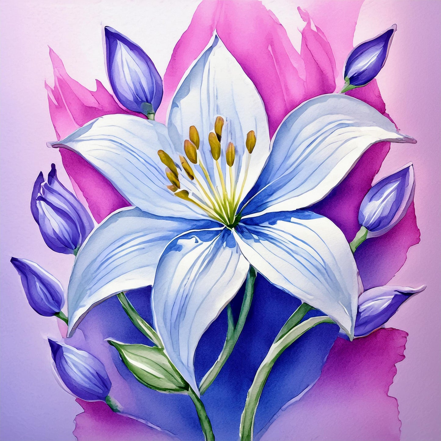 Drawing White Lily Flower Details Wall Mural | Artistic Decor Wallpaper - Dhalfashionistt