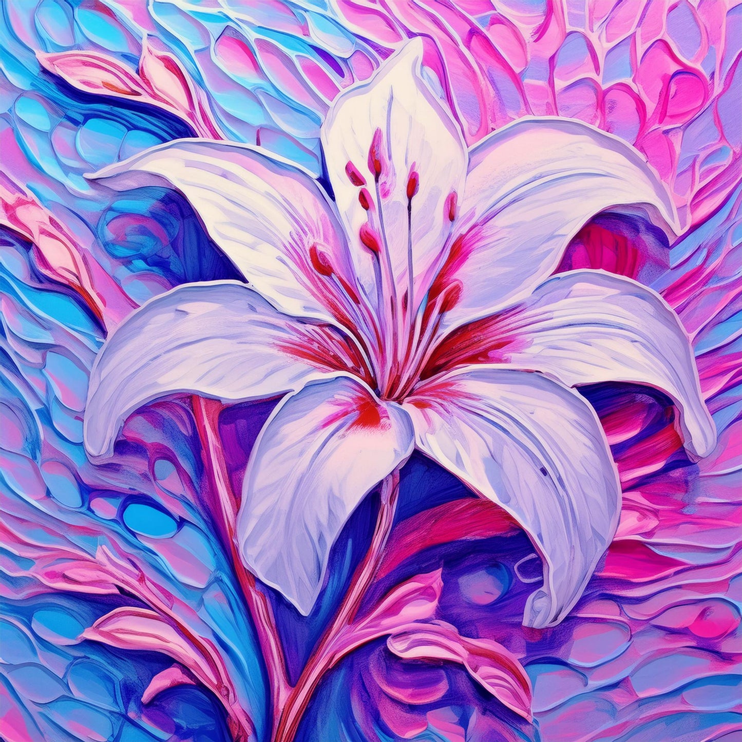Drawing White Lily Flower Details Wall Mural | Artistic Decor Wallpaper - Dhalfashionistt