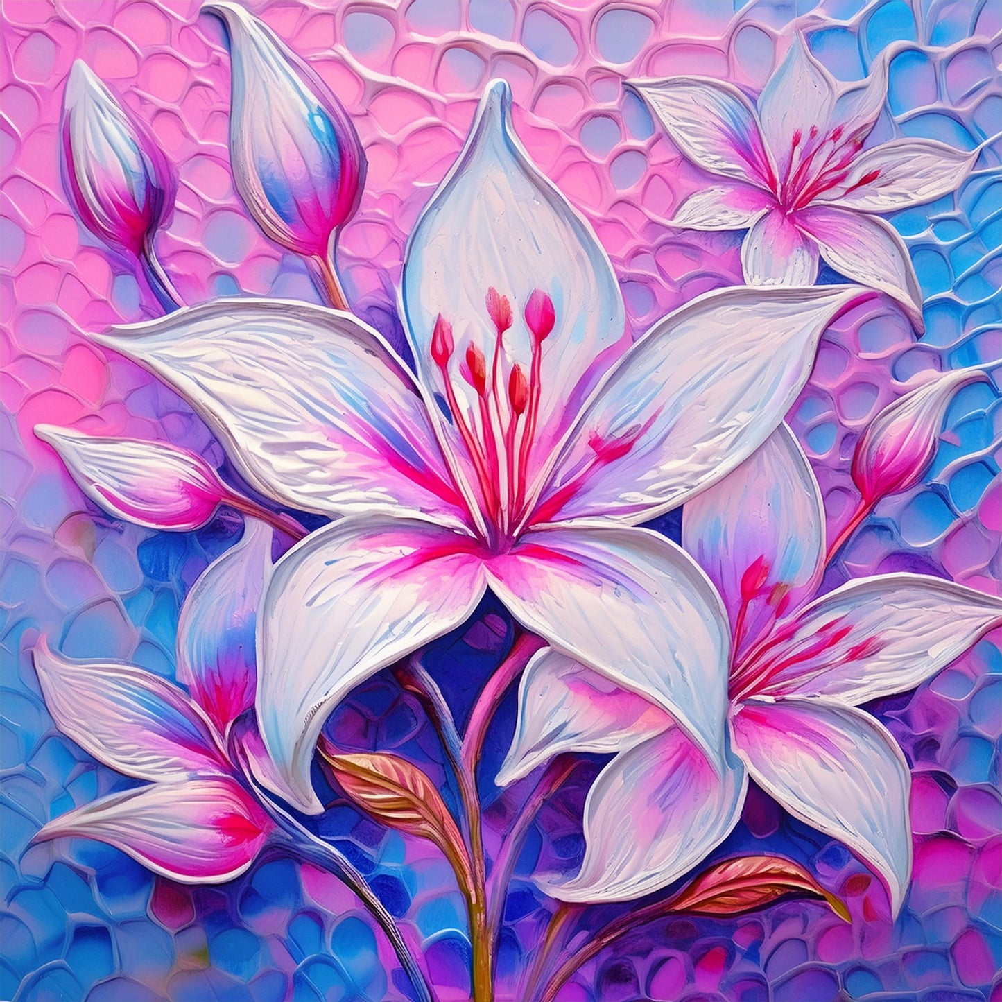 Drawing White Lily Flower Details Wall Mural | Artistic Decor Wallpaper - Dhalfashionistt