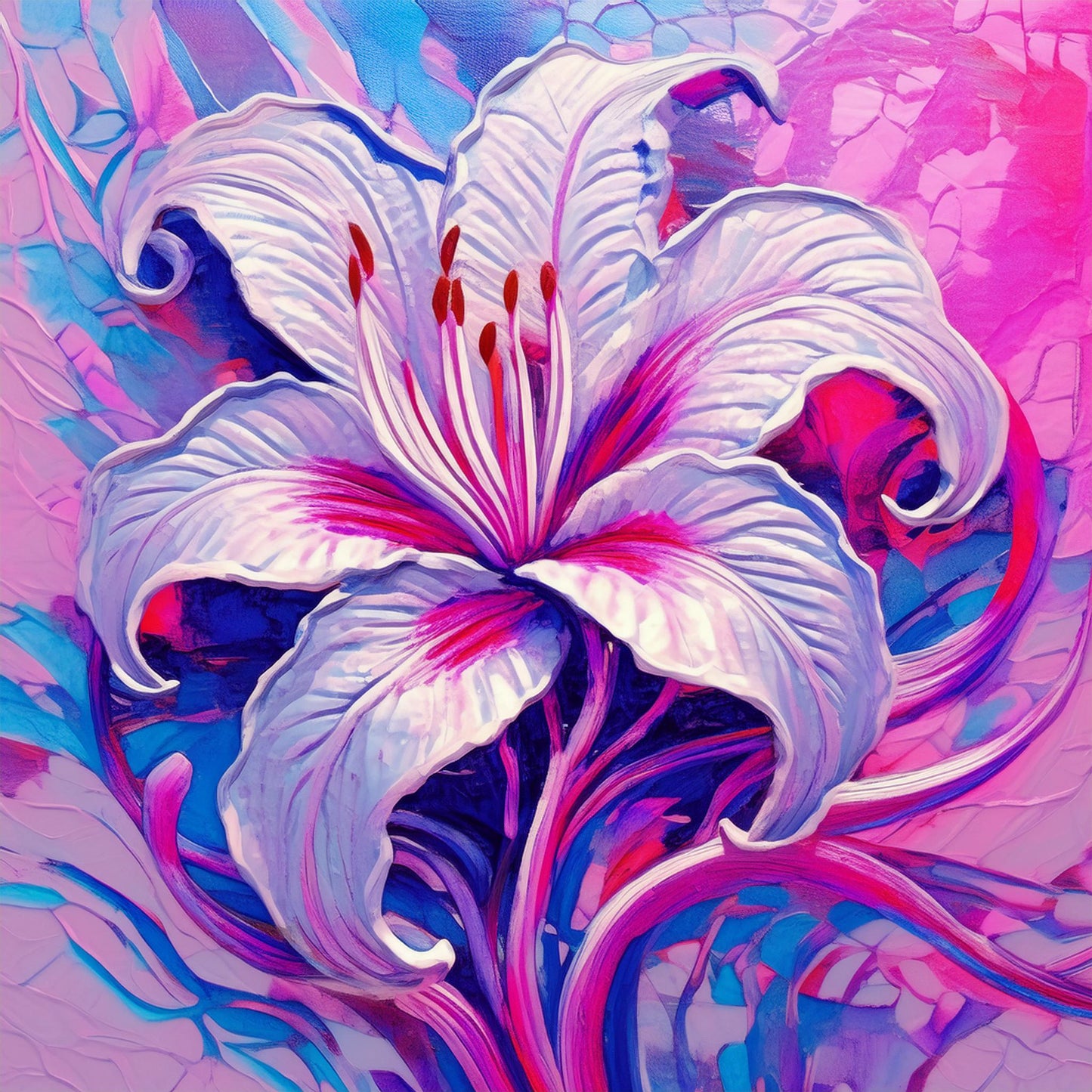 Drawing White Lily Flower Details Wall Mural | Artistic Decor Wallpaper - Dhalfashionistt