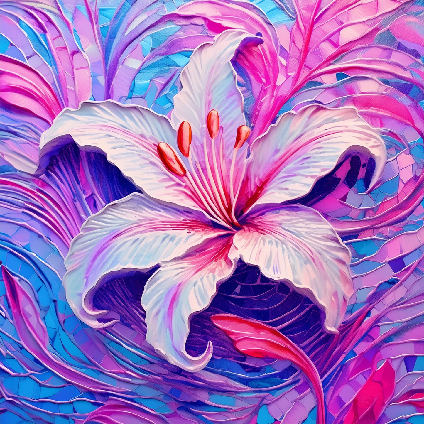 Drawing White Lily Flower Details Wall Mural | Artistic Decor Wallpaper - Dhalfashionistt