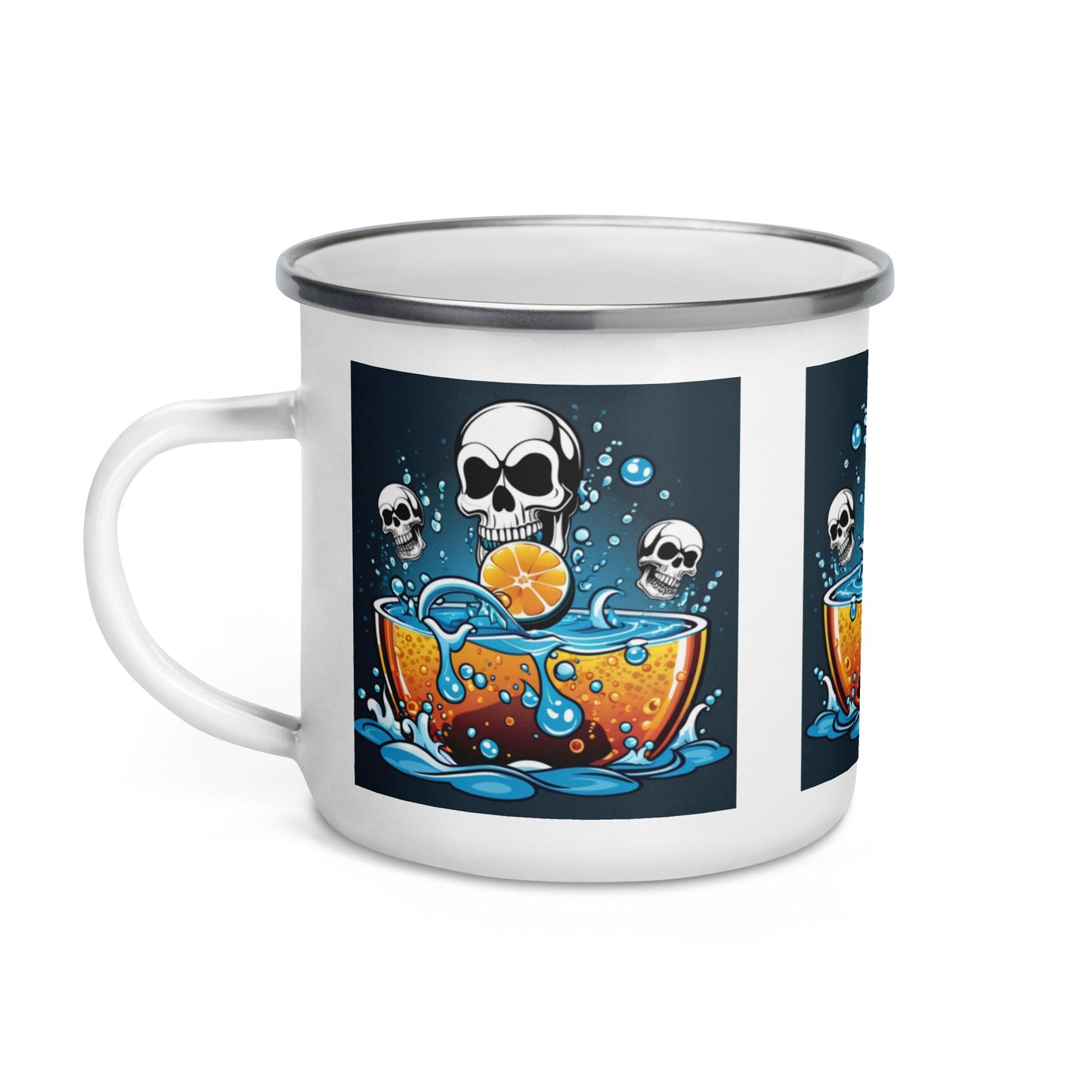 Effervescent Skull Coffee and Tee Enamel Mug | Unique Camper Mug - Dhalfashionistt