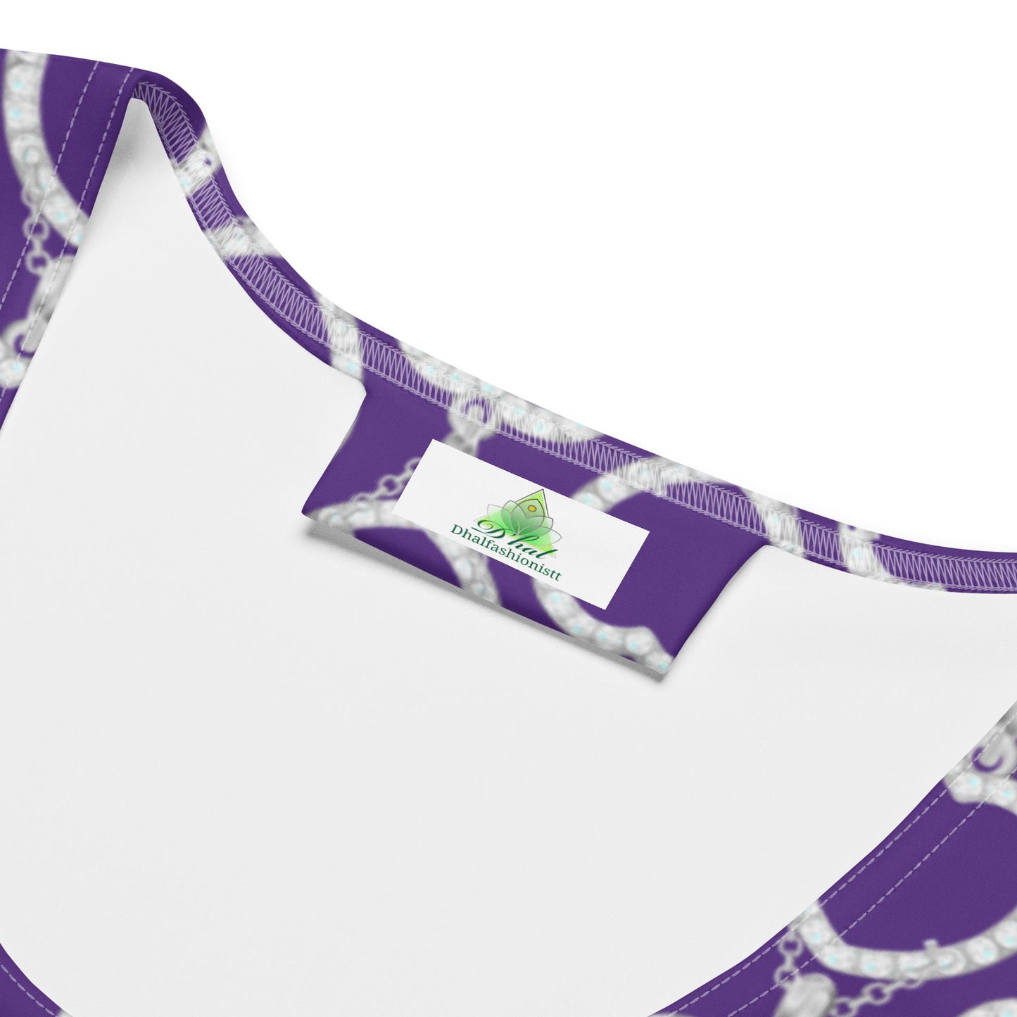 Effortlessly Stylish Purple Heart Crop Top with an Edgy Chain Print - Dhalfashionistt