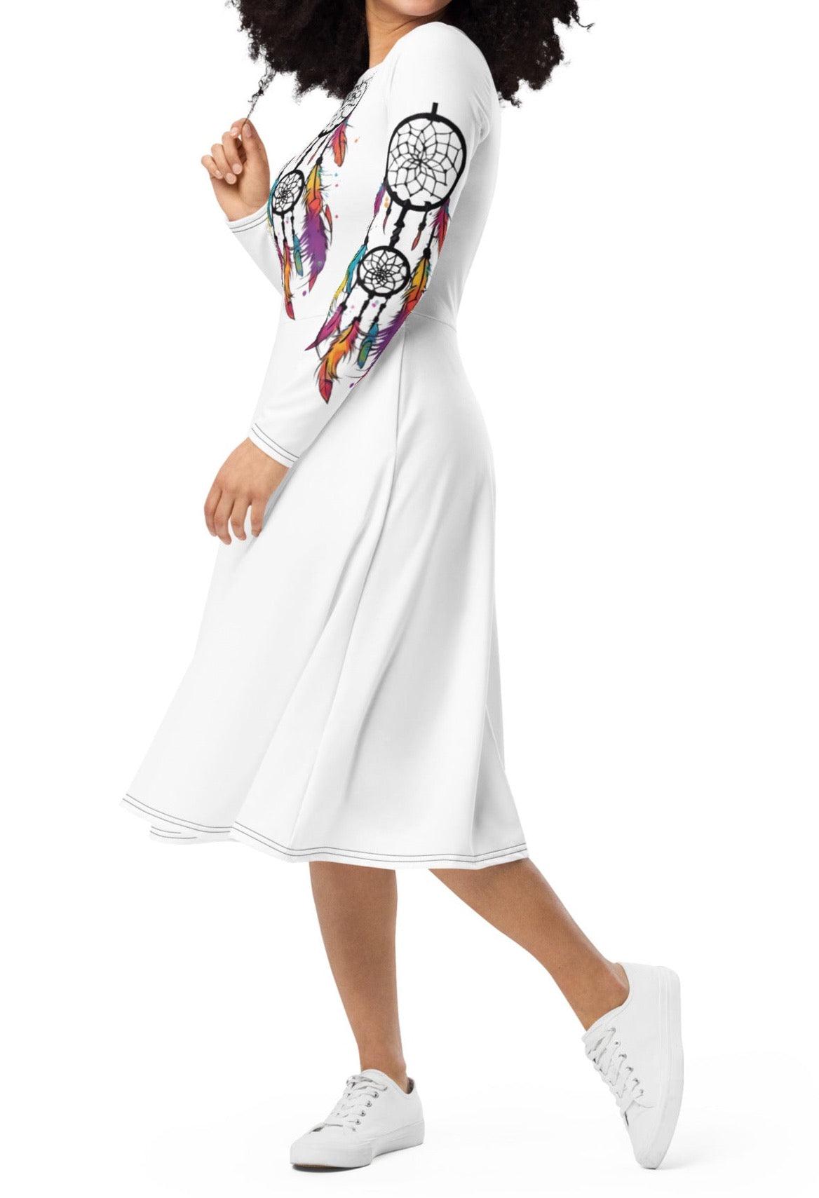 Elegance Oversize Fit Long sleeve Midi Dress | Nature Inspired - Dhalfashionistt