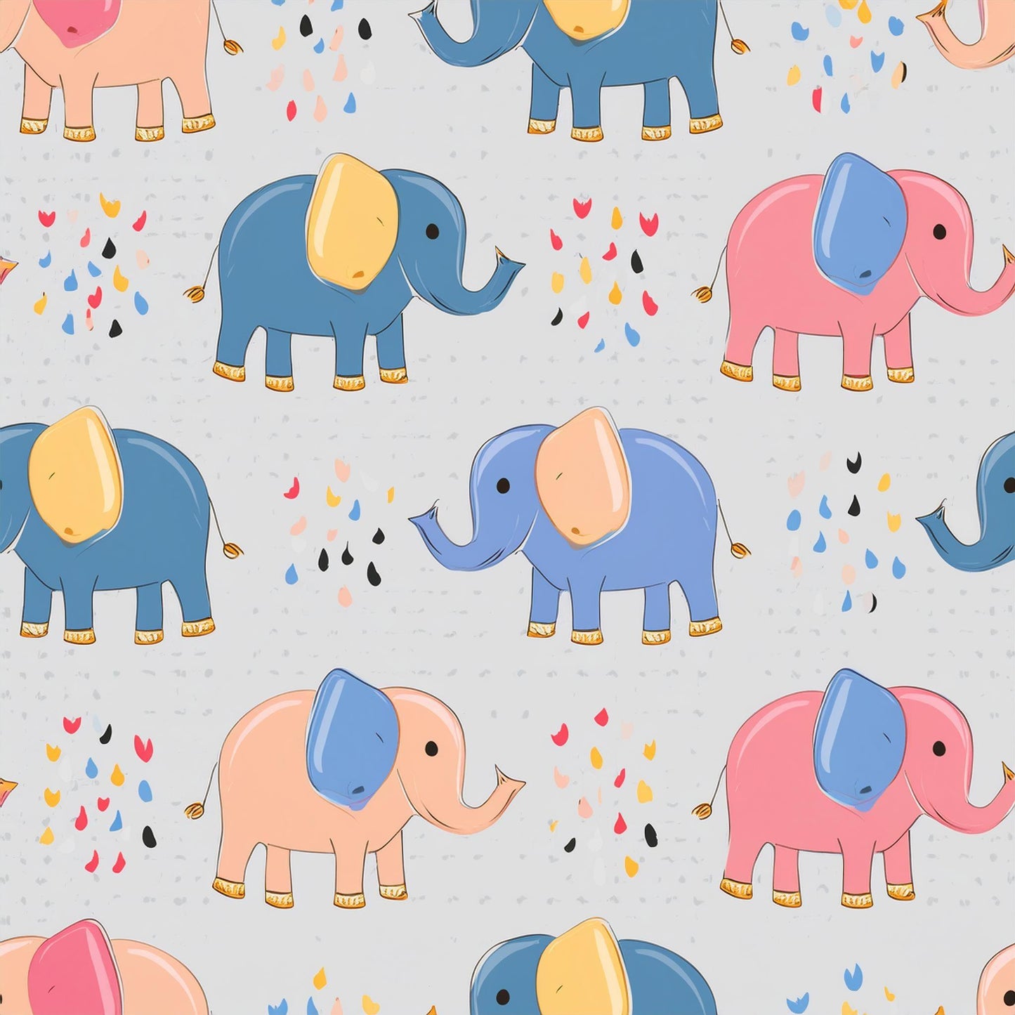 Elephant Drawing Colorful Wallpaper | Wildlife Decor Wallpaper - Dhalfashionistt