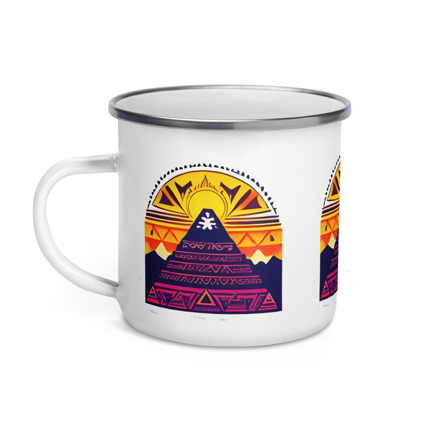 Colorful Camp Mug with Aztec Sun Pyramid Design for Nature Lovers - Dhalfashionistt