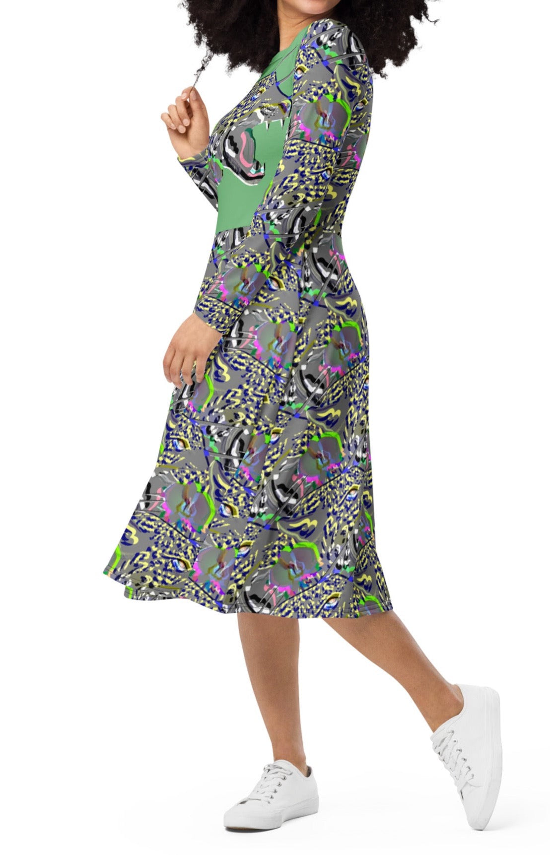 Dhalfashionistt Fashionable Jaguar Long sleeve Midi Dress | Unique Comfort Colors Oversized Accentuated silhouette Art Lovers Comfort Colors Comfortable dress Convenient pockets Fashionable dress Feminine style Flared bottom Flattering cut Gift for Her Gift for Her Dress Jaguar dress Long sleeve dress Midi dress Nature Inspired Nature Lover's Gift Nature Lovers Online clothing store Oversized dress Soft fabric Stylish Gift for Her Unique Design Women's Clothing Women's Fashion Free Text