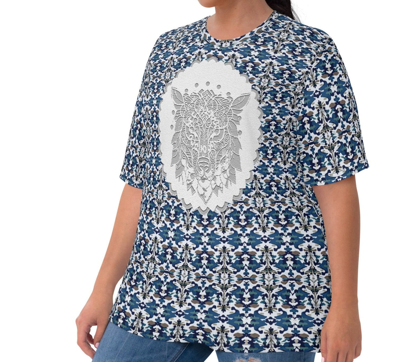 Dhalfashionistt Fashionable Wolf Animal Graphic Tee | Trendy Animal Print Oversized Shirt | Gift for Her Animal Print Art Lovers Art Shirt Comfort Colors Cotton Touch Polyester Fashionable Four-Way Stretch Gift for Fashion Lovers Gift for Her Graphic Tee Shirt Nature-Inspired oversized shirt Premium Knit Mid-Weight Jersey Regular Fit Trendy Designs Wolf Animal Women's Clothing Free Text