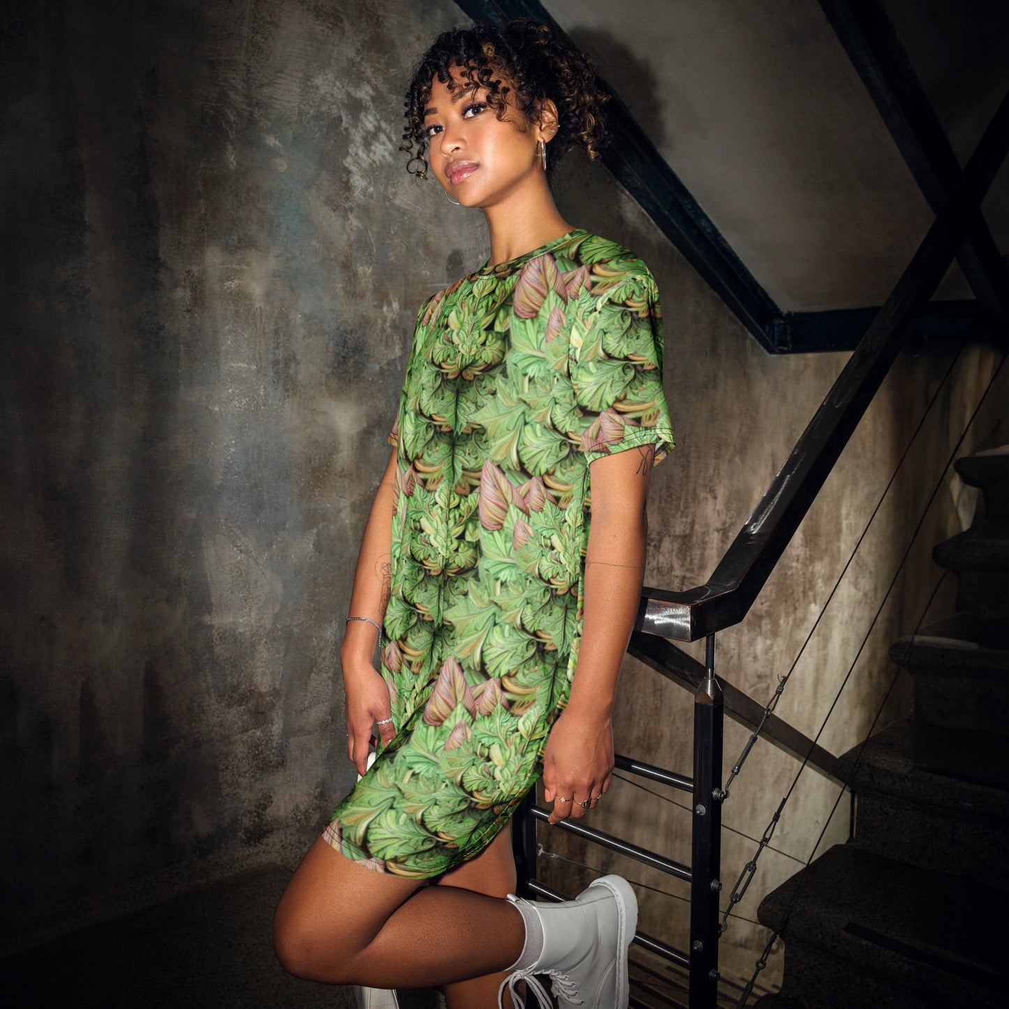 Flower Ornate Decorative T-shirt dress| Oversized Dress | Botanical Quote - Dhalfashionistt