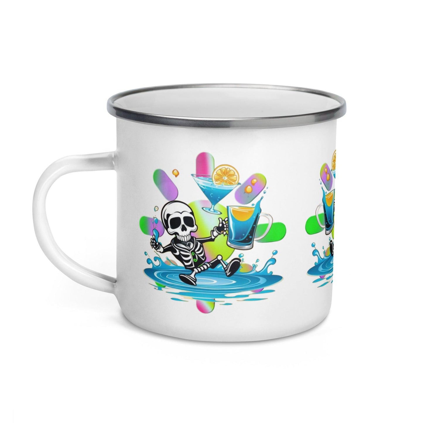 Funky Skull Enamel Mug | Unique Camper Mug for Fun Office and Home Decor - Dhalfashionistt