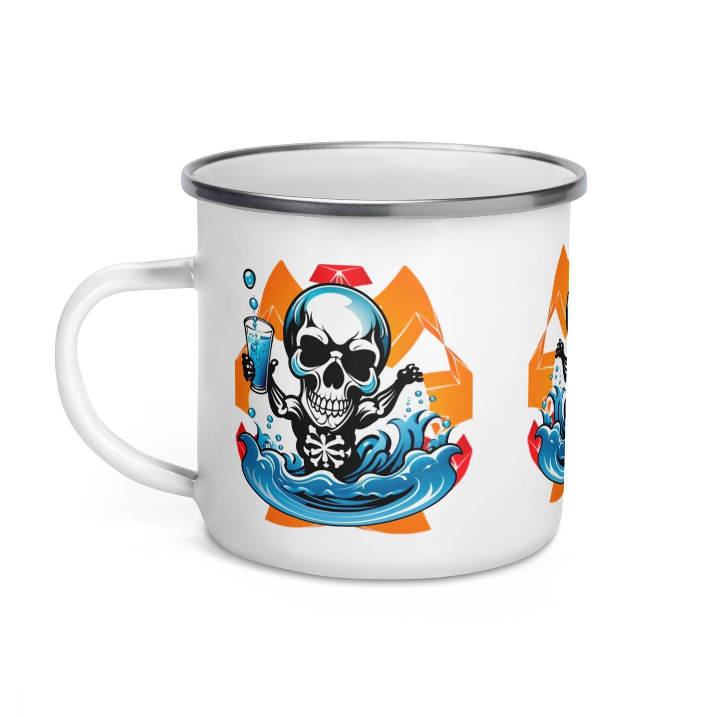 Funny Skull Enamel Mug | Quirky Camper Mug for Joyful Office and Home Decor - Dhalfashionistt