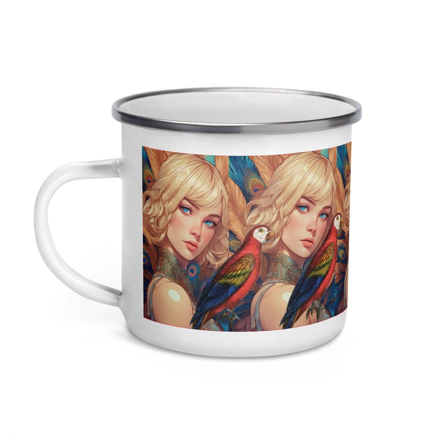 Georgerous Parrot Camp Mug | Alphonse Mucha Design | Nature Lovers | Unique Gift idea - Dhalfashionistt
