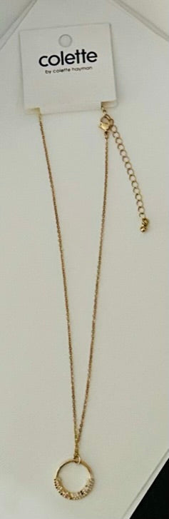 Gold Crystal Pave Circle Pendant Necklace | Unique Fashion Jewelry Designs - Dhalfashionistt