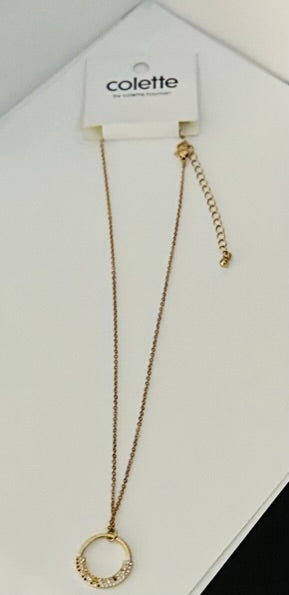 Gold Crystal Pave Circle Pendant Necklace | Unique Fashion Jewelry Designs - Dhalfashionistt
