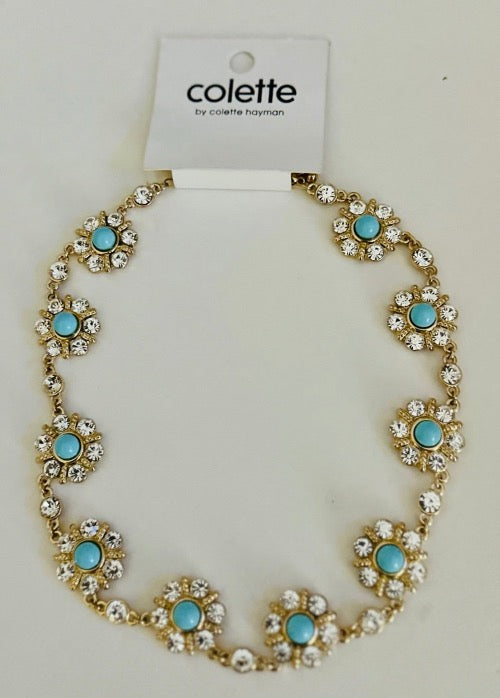 Gold Multi Diamond Flower Detail Necklace | Runway-Inspired Fashion Accessories - Dhalfashionistt