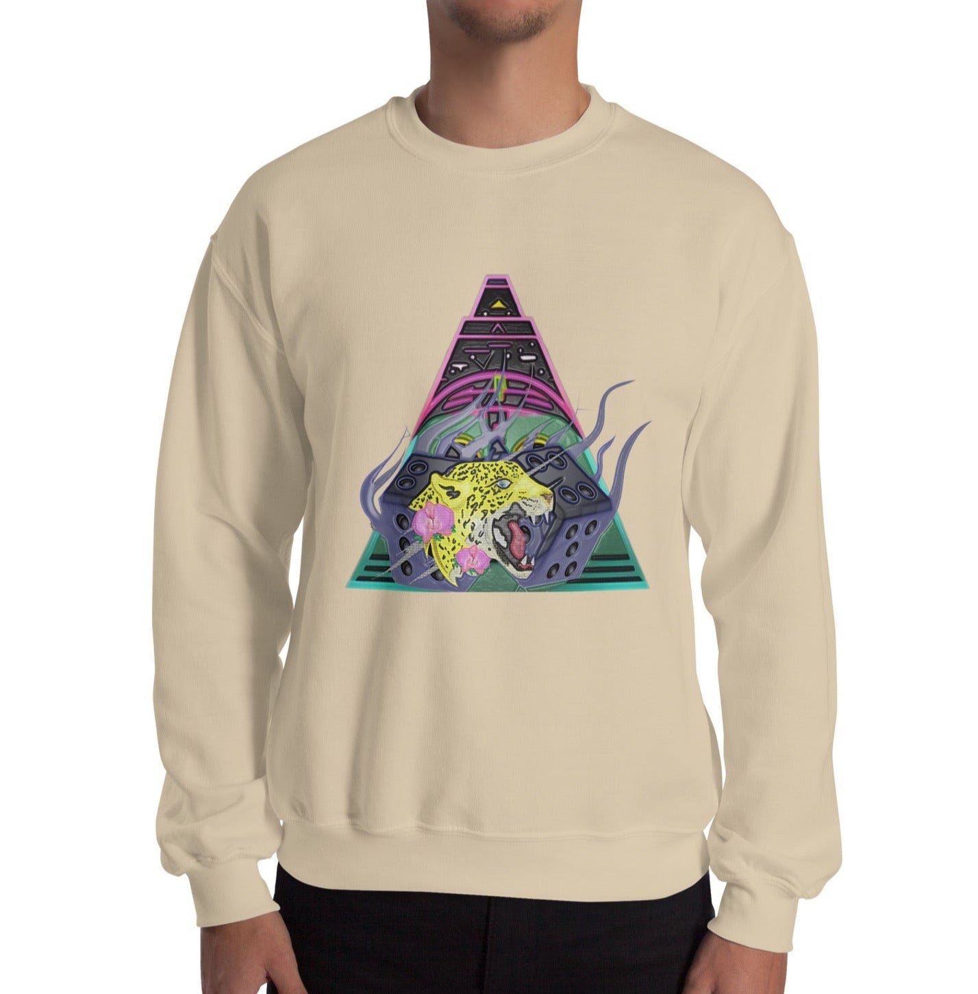 Jaguar Pyramid Design Unisex Sweatshirt | Outdoor Enthusiasts | Ancient Culture - Dhalfashionistt