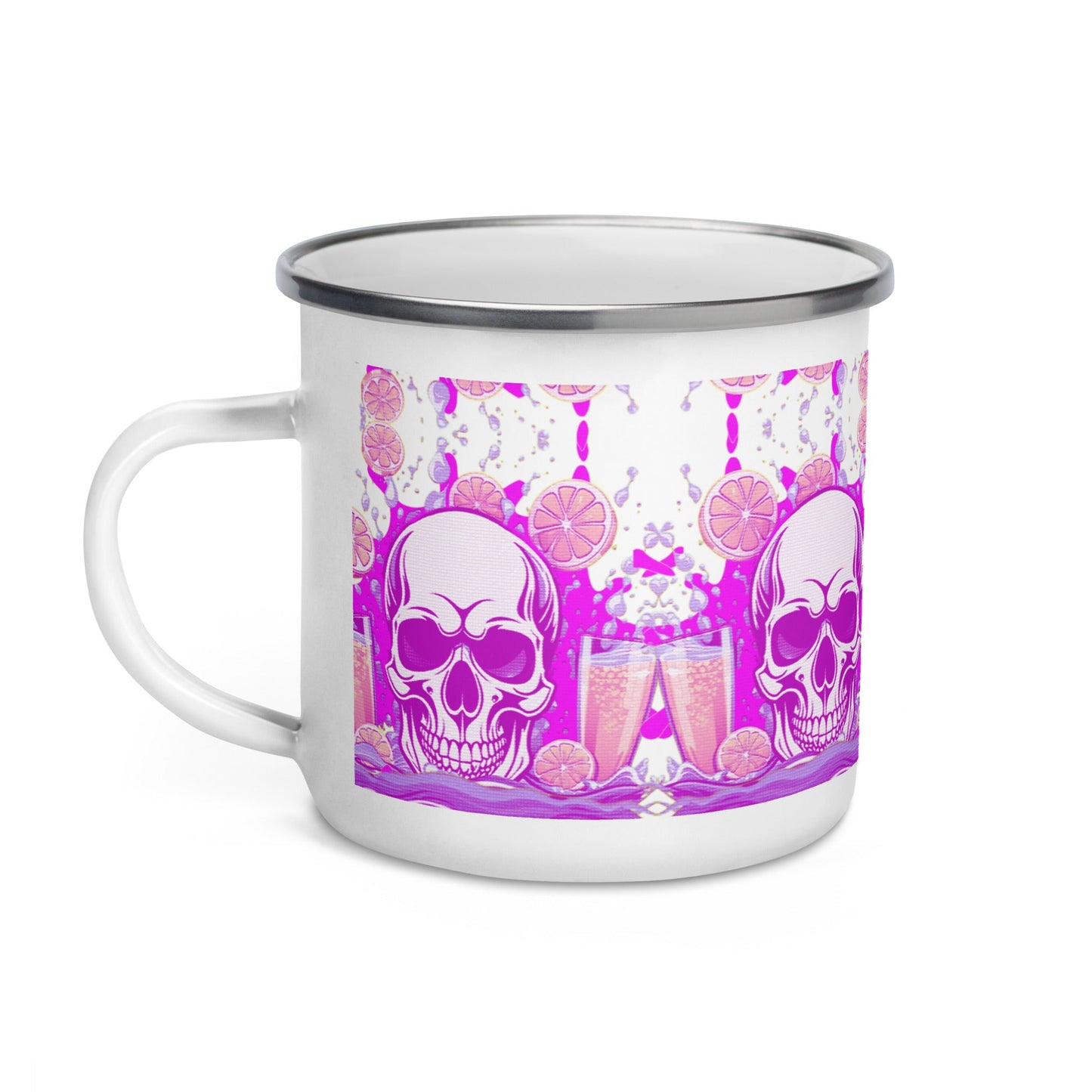 Joyful Skull Coffee and Tee Enamel Mug and Unique Camper Mug - Dhalfashionistt