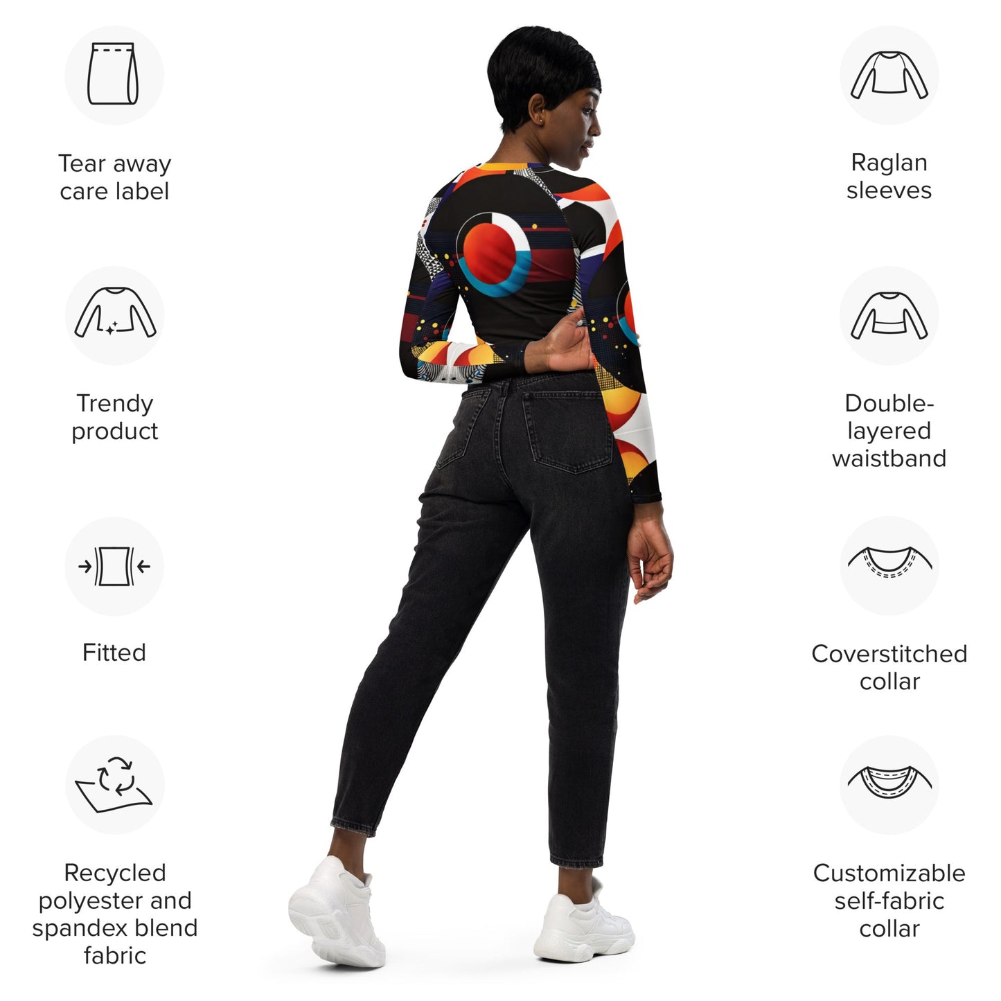 Kandinsky Oversized Long-Sleeve Crop | Abstract Masterpieces | Modern Art - Dhalfashionistt