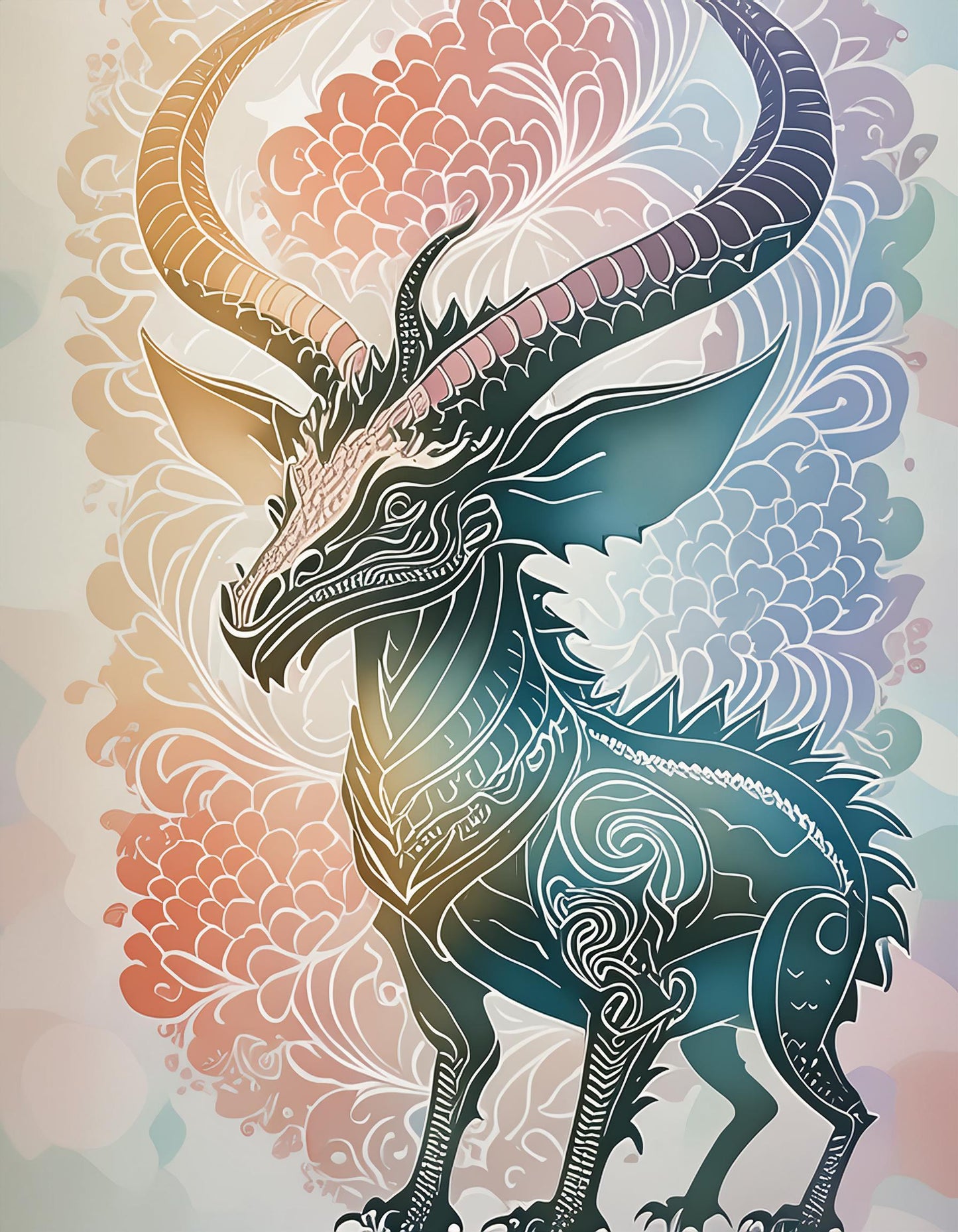 Magical Dragoon Watercolor & Pattern | Fantasy World Wallpaper - Dhalfashionistt