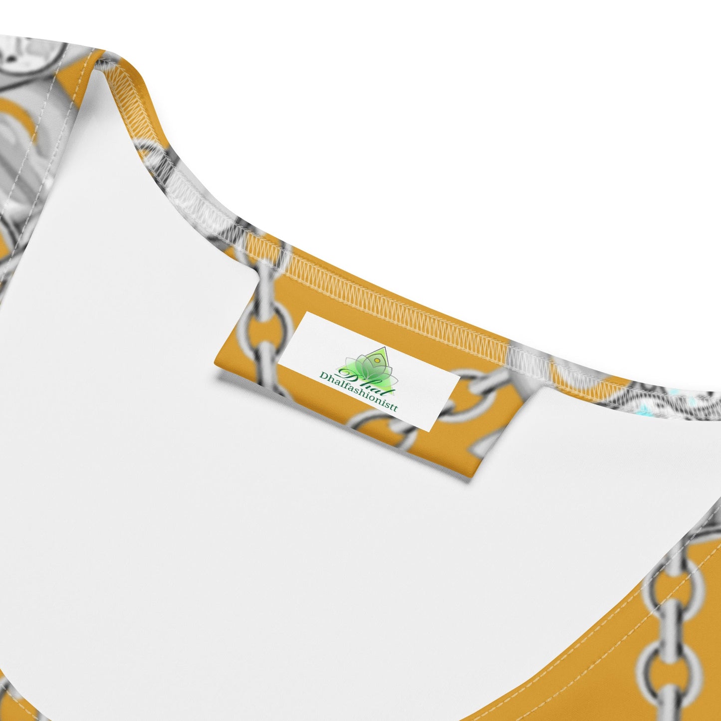 Make a Statement with a Vibrant Yellow Crop Top and Chain Detail - Dhalfashionistt