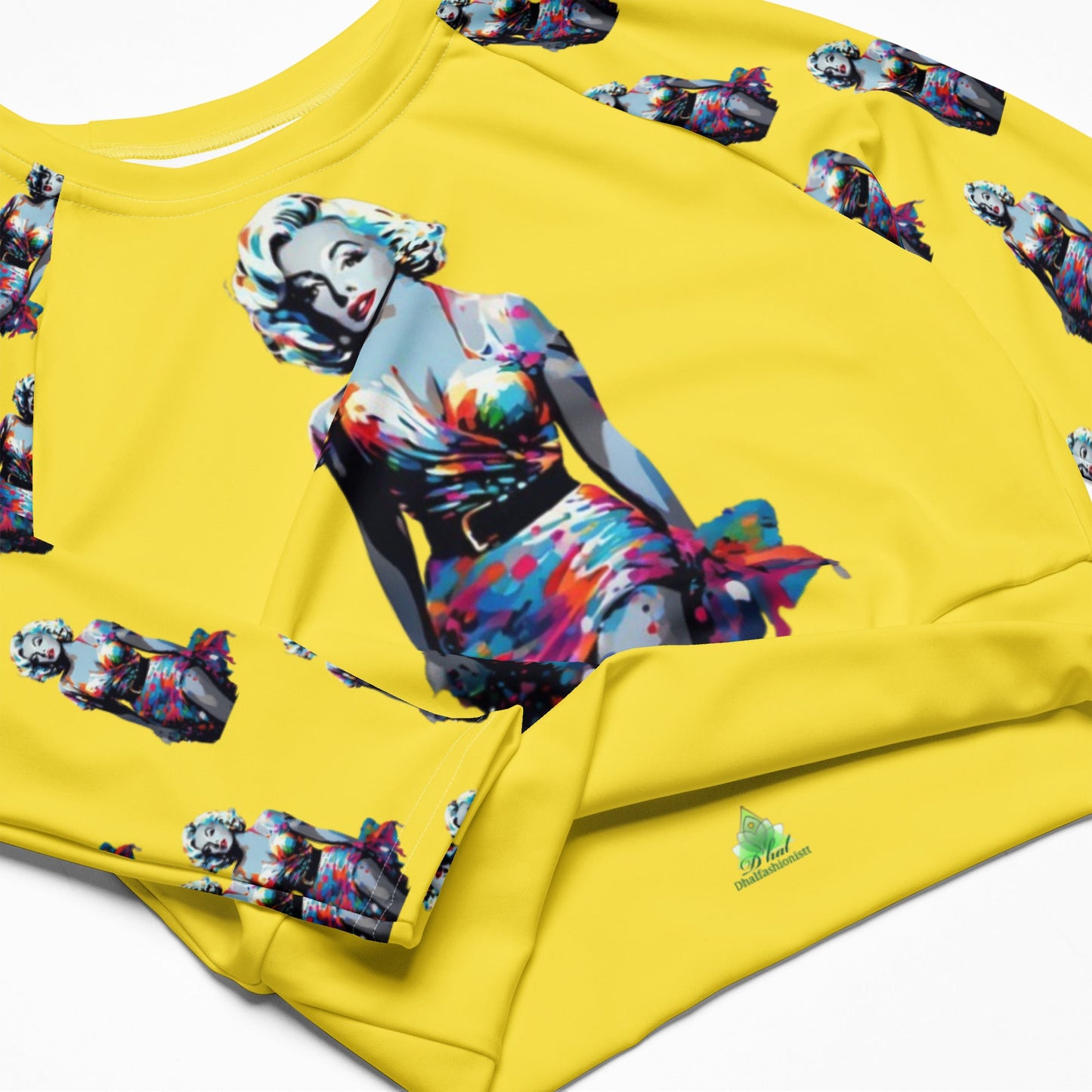 Marilyn Monroe-Inspired Oversized Long-Sleeve Crop Top | Hollywood Legend - Dhalfashionistt