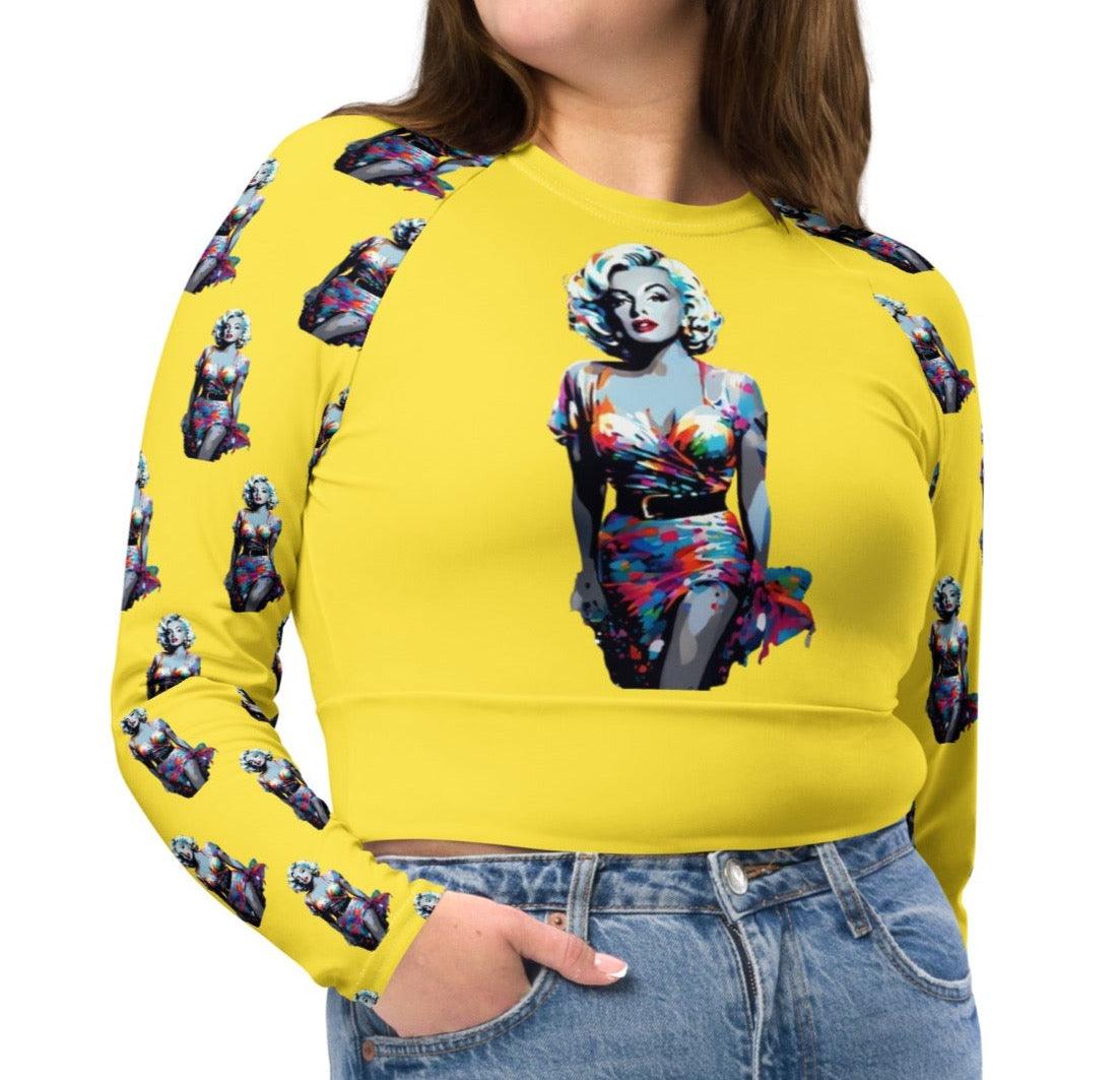 Marilyn Monroe-Inspired Oversized Long-Sleeve Crop Top | Hollywood Legend - Dhalfashionistt