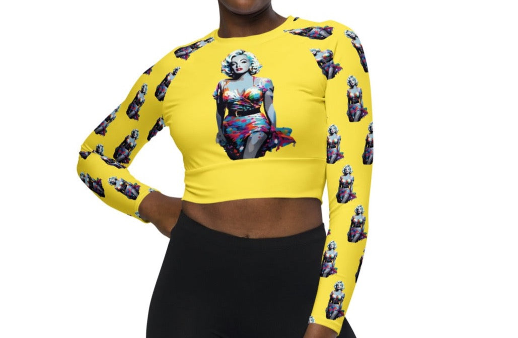 Marilyn Monroe-Inspired Oversized Long-Sleeve Crop Top | Hollywood Legend - Dhalfashionistt