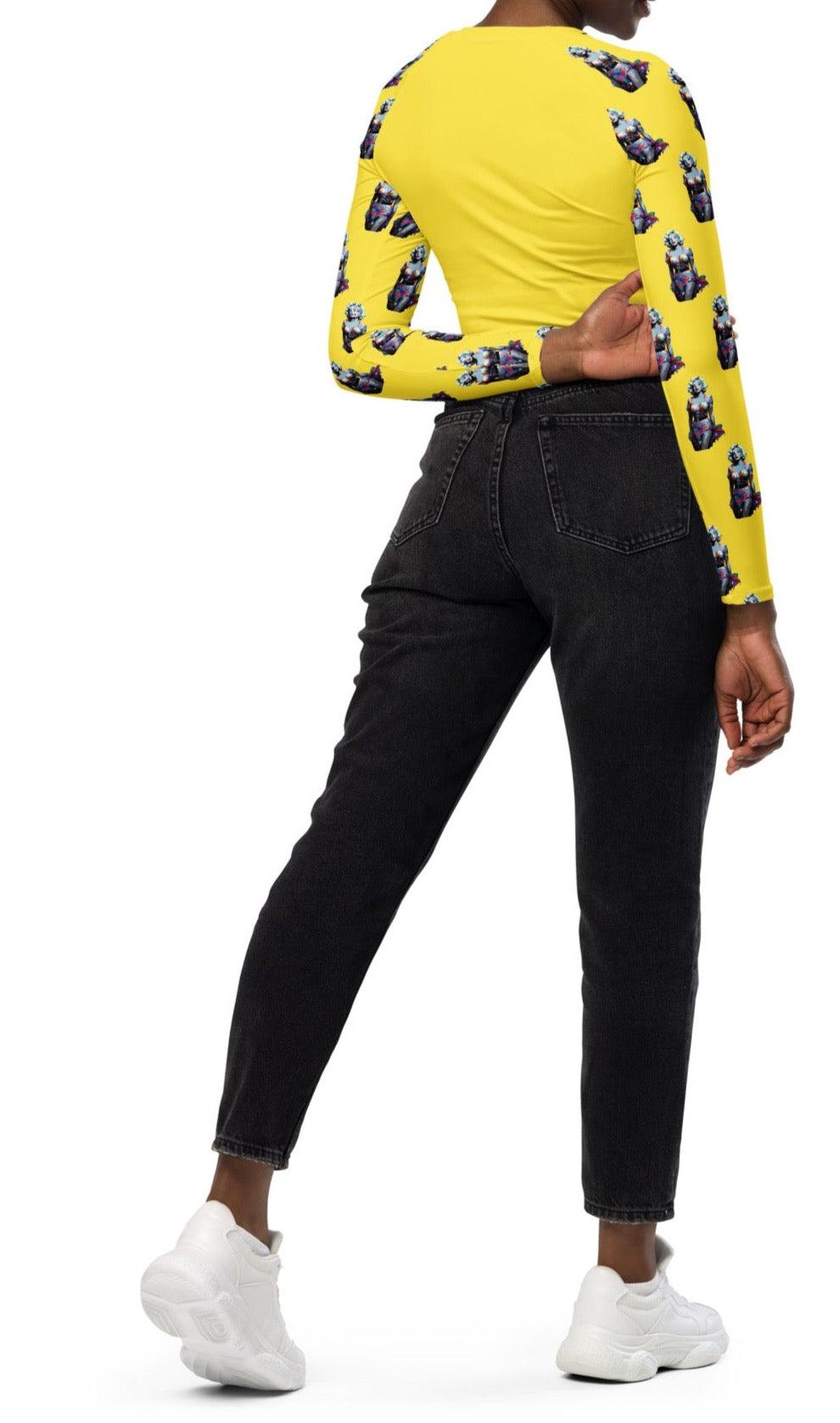 Marilyn Monroe-Inspired Oversized Long-Sleeve Crop Top | Hollywood Legend - Dhalfashionistt
