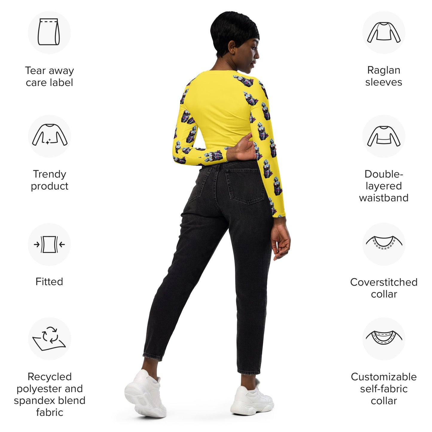 Marilyn Monroe-Inspired Oversized Long-Sleeve Crop Top | Hollywood Legend - Dhalfashionistt