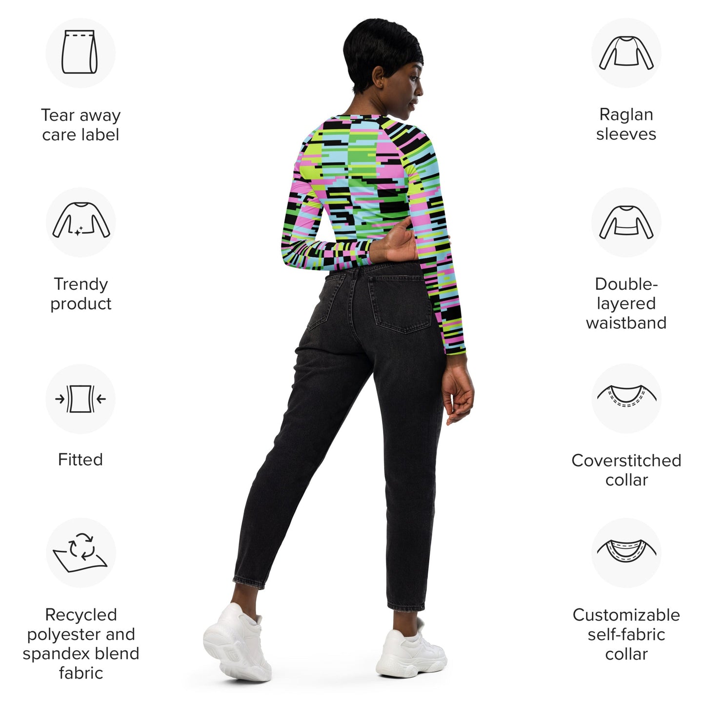 Marilyn Monroe Recycled Oversized Long-Sleeve Crop Top | Glamour & Artistic - Dhalfashionistt
