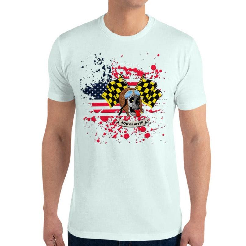 Dhalfashionistt Now or Never Shirt | Pilot Skull Graphic Tee | Checkered Race Flag Shirt Checkered Flag Shirt Comfortable Tee Form-Fitting Top Gift for Him Gift Idea Lightweight Shirt Men's Clothing Motorcycle Race Shirt Now or Never Shirt oversized shirt Pilot Skull Shirt Race Enthusiast Race Flag Shirt Racing Shirt Staple Wardrobe Piece Streetwear Trendy Shirt Unique Design Free Text